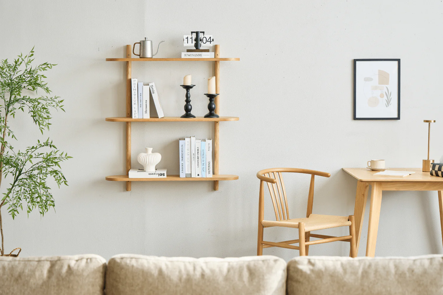 Juliet etagere murale en chene avec 3 etageres H 100 x P 22 x L 90 cm - Image 3