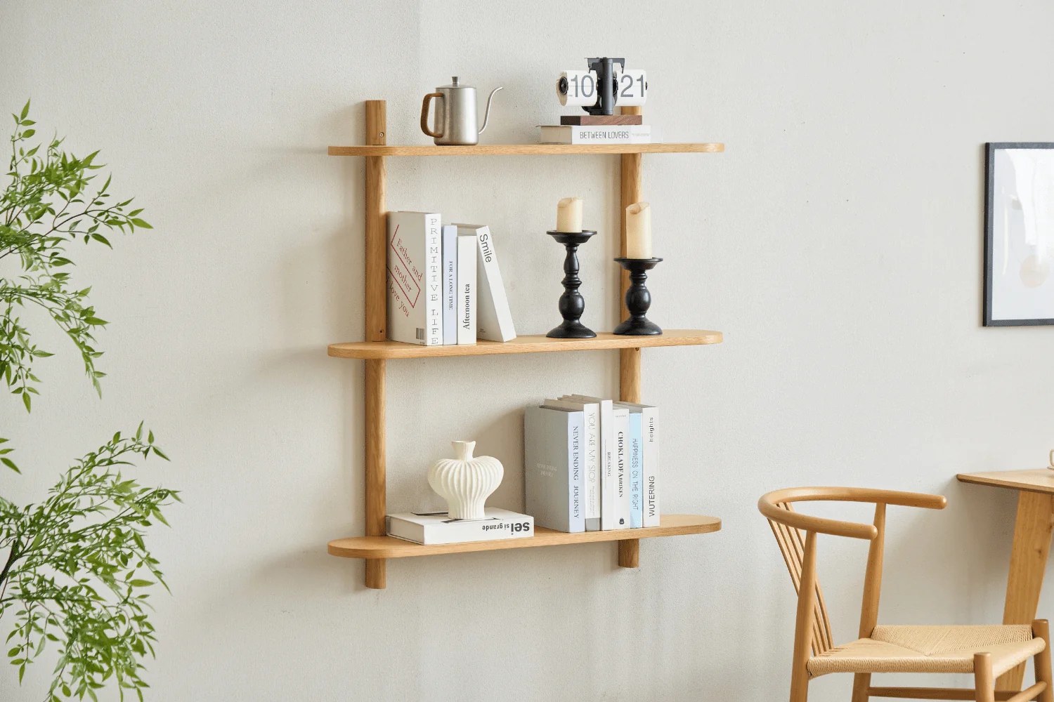 Juliet etagere murale en chene avec 3 etageres H 100 x P 22 x L 90 cm - Image 5