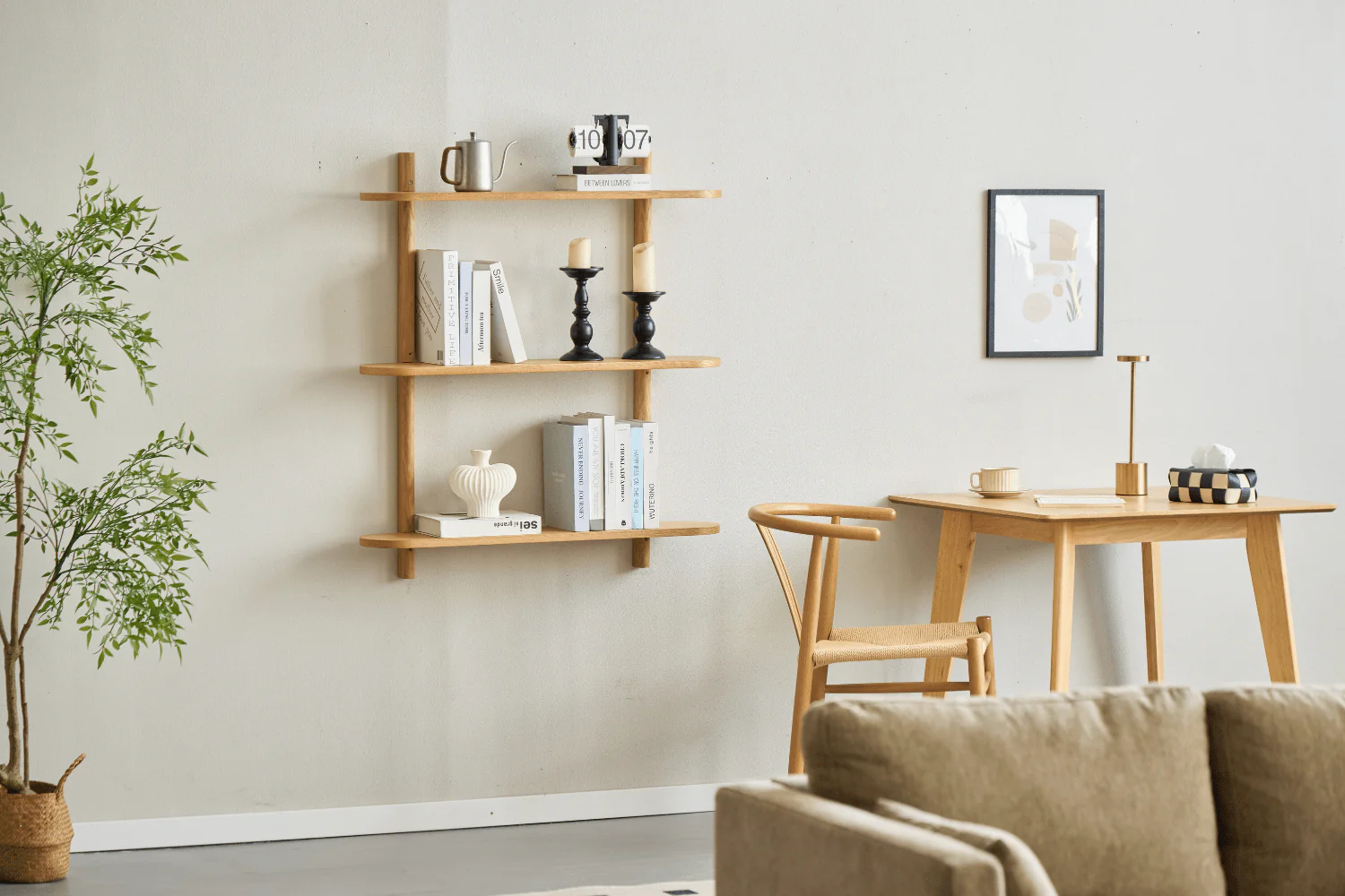 Juliet etagere murale en chene avec 3 etageres H 100 x P 22 x L 90 cm - Image 6