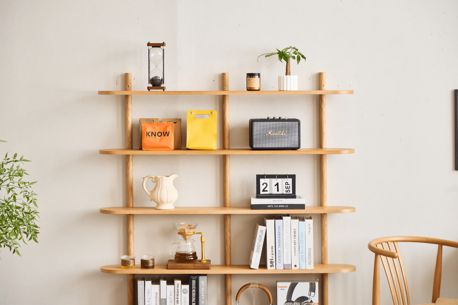 Juliet etagere murale en chene avec 5 etageres H 140 x P 22 x L 130 cm - Image 8