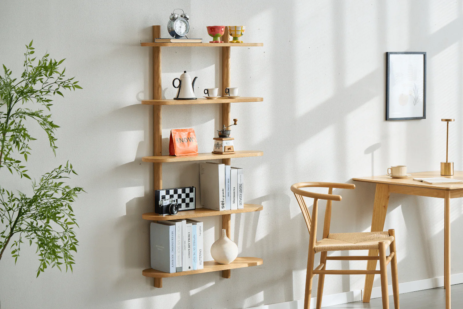 Etagère murale Juliet en chêne avec 5 étagères H:140 x L:22 x L:75 cm - Image 6