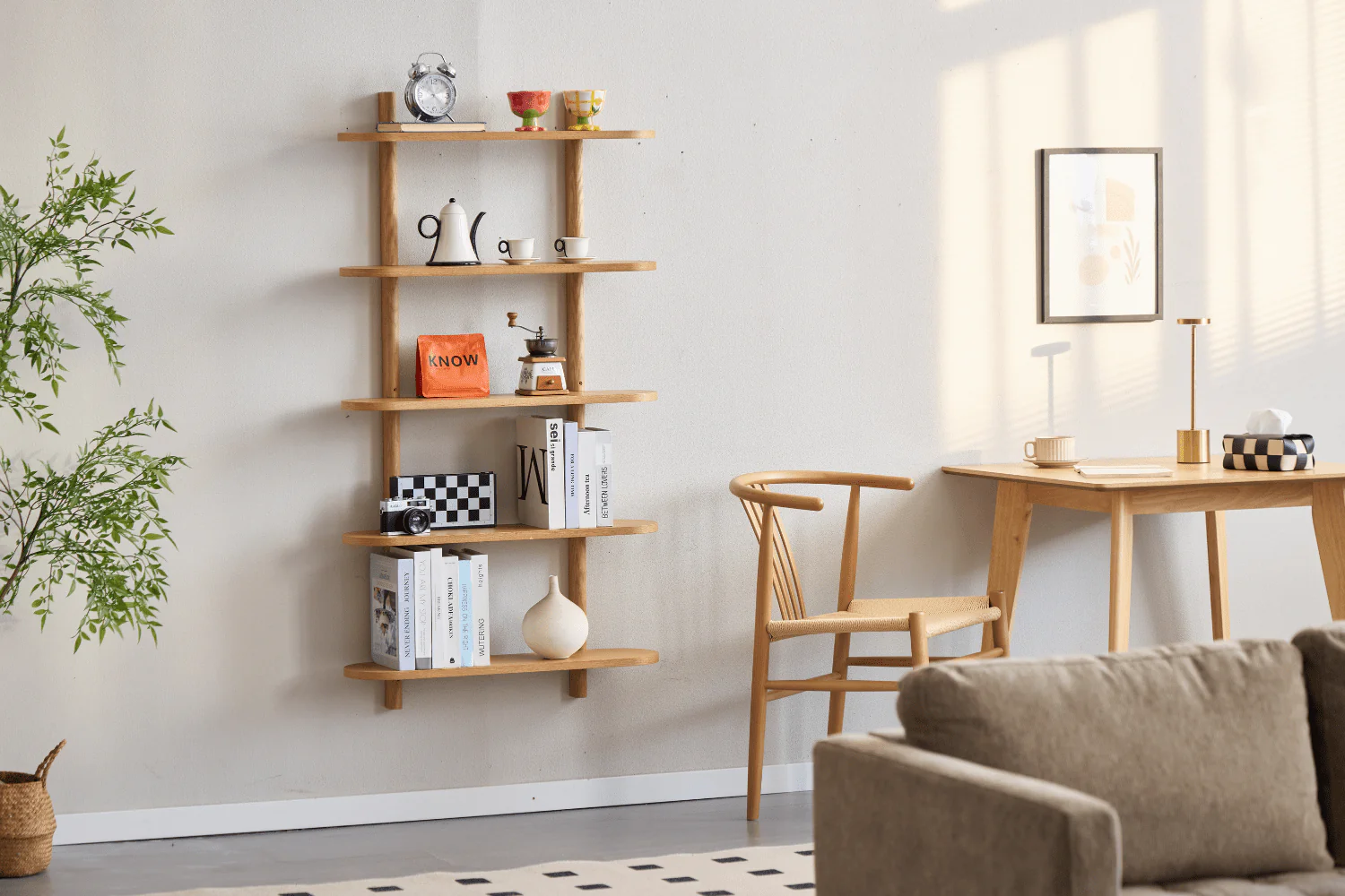 Etagère murale Juliet en chêne avec 5 étagères H:140 x L:22 x L:75 cm - Image 9