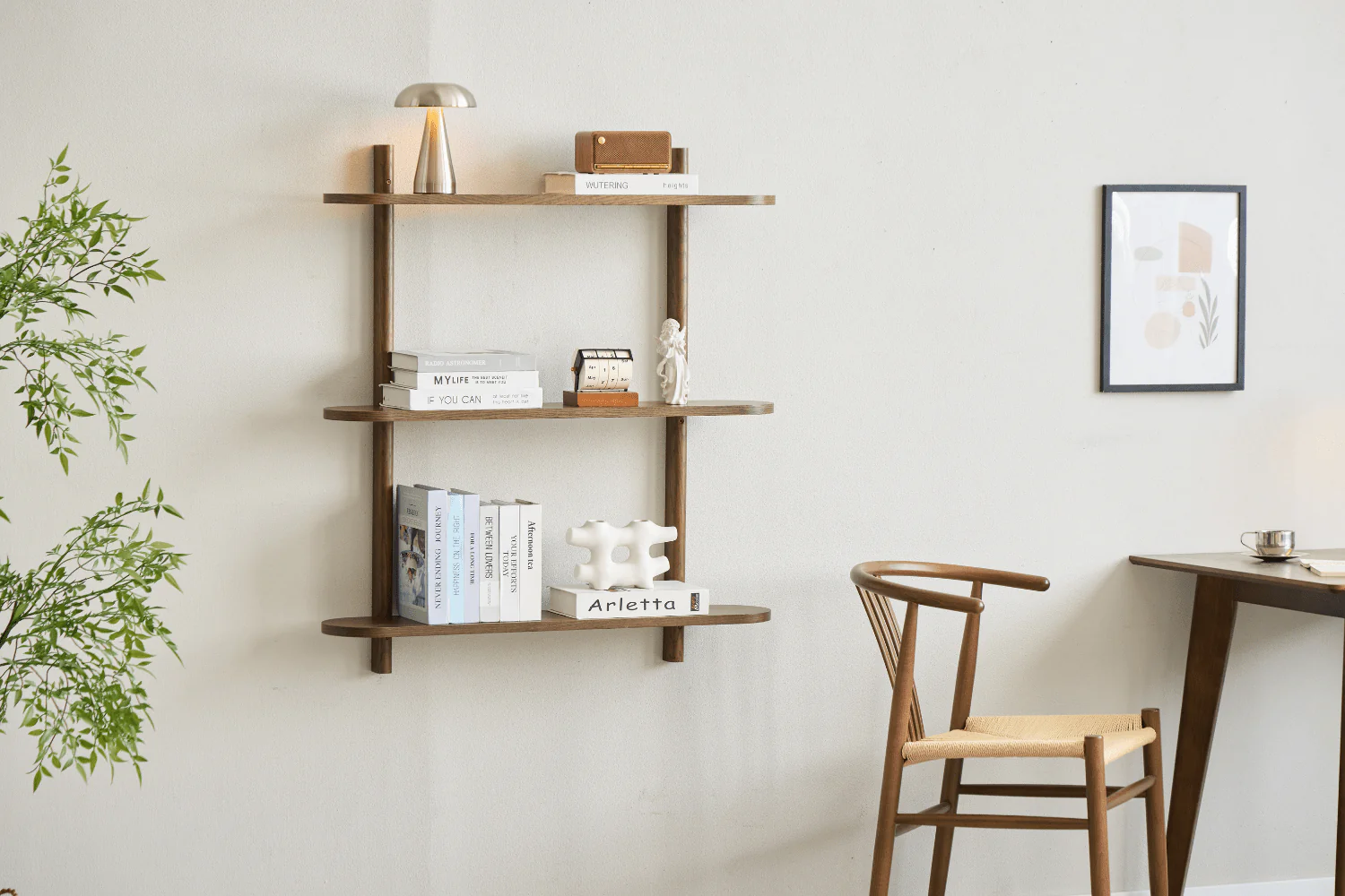 Juliet etagere murale en chene fume avec 3 etageres H 100 x P 22 x L 90 cm - Image 3