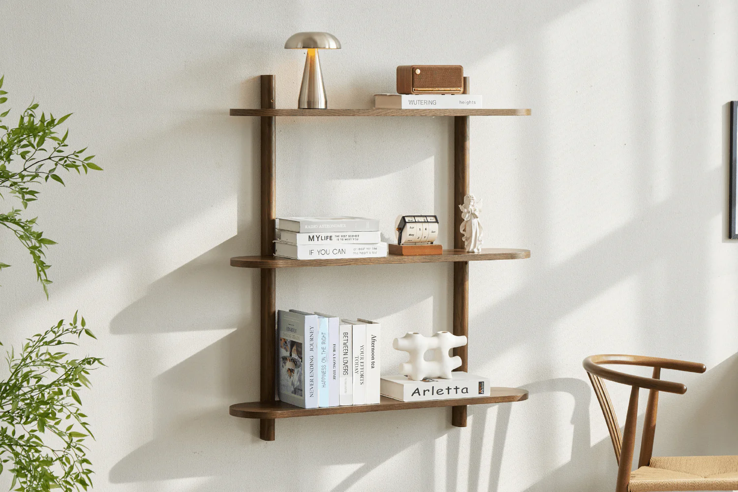 Juliet etagere murale en chene fume avec 3 etageres H 100 x P 22 x L 90 cm - Image 6