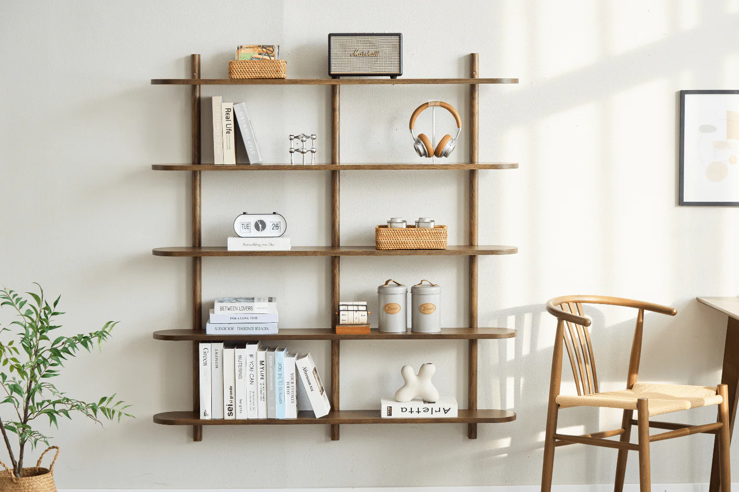 Etagère murale Juliet en chêne fumé avec 5 étagères H:140 x P:22 x L:130 cm - Image 2