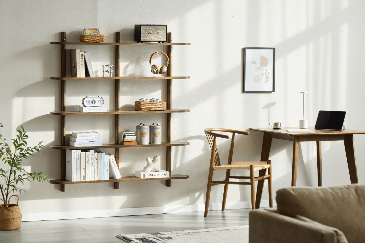 Etagère murale Juliet en chêne fumé avec 5 étagères H:140 x P:22 x L:130 cm - Image 3