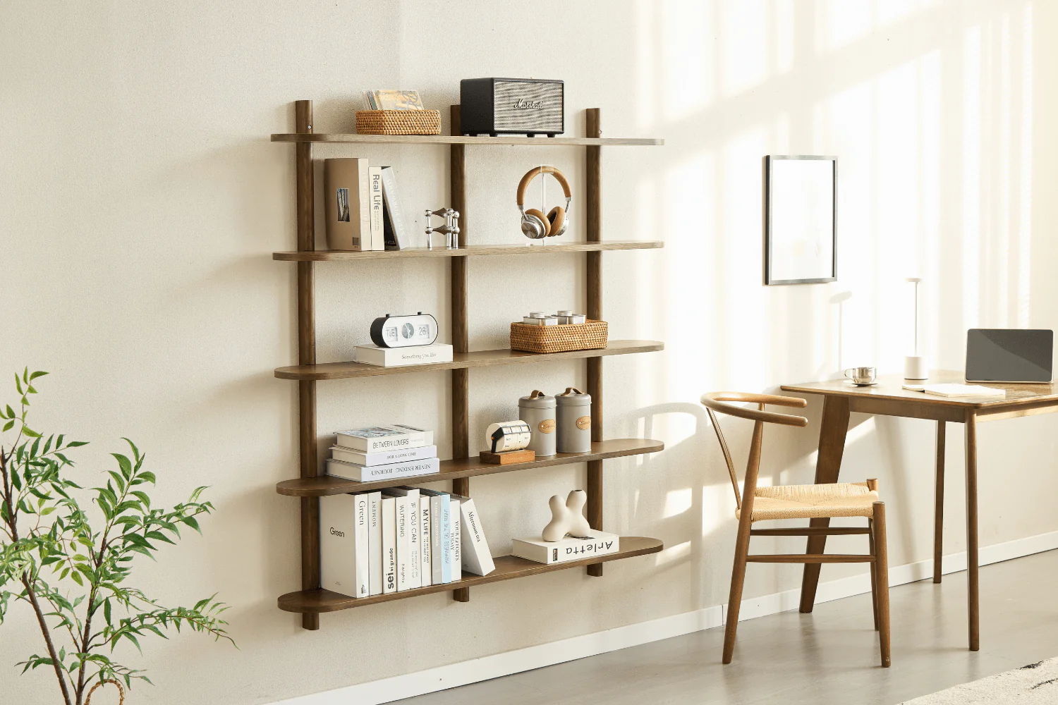Etagère murale Juliet en chêne fumé avec 5 étagères H:140 x P:22 x L:130 cm - Image 4