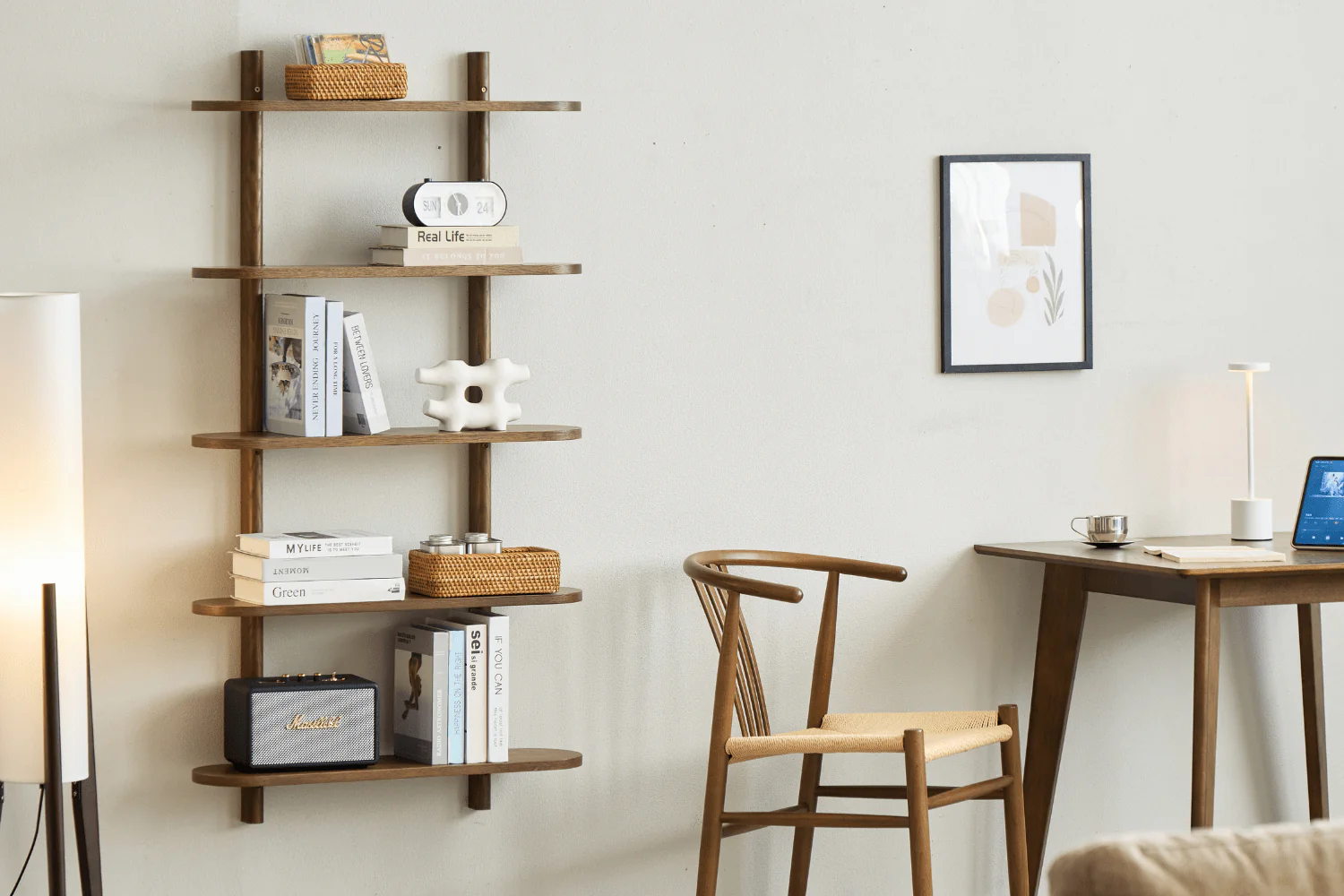 Juliet etagere murale en chene fume avec 5 etageres H 140 x P 22 x L 75 cm - Image 3