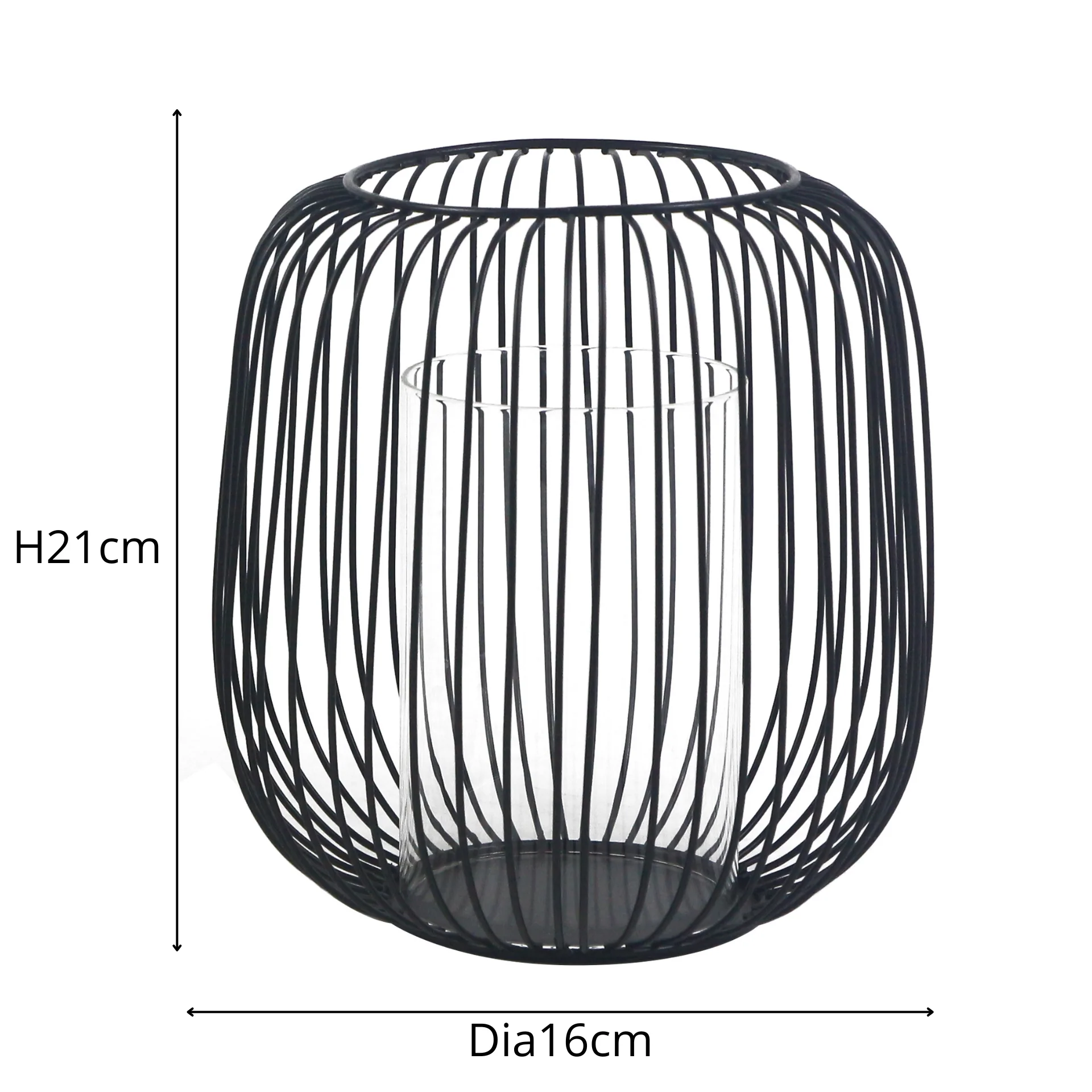 Akia Lanterne en métal noir 21cm - Image 4