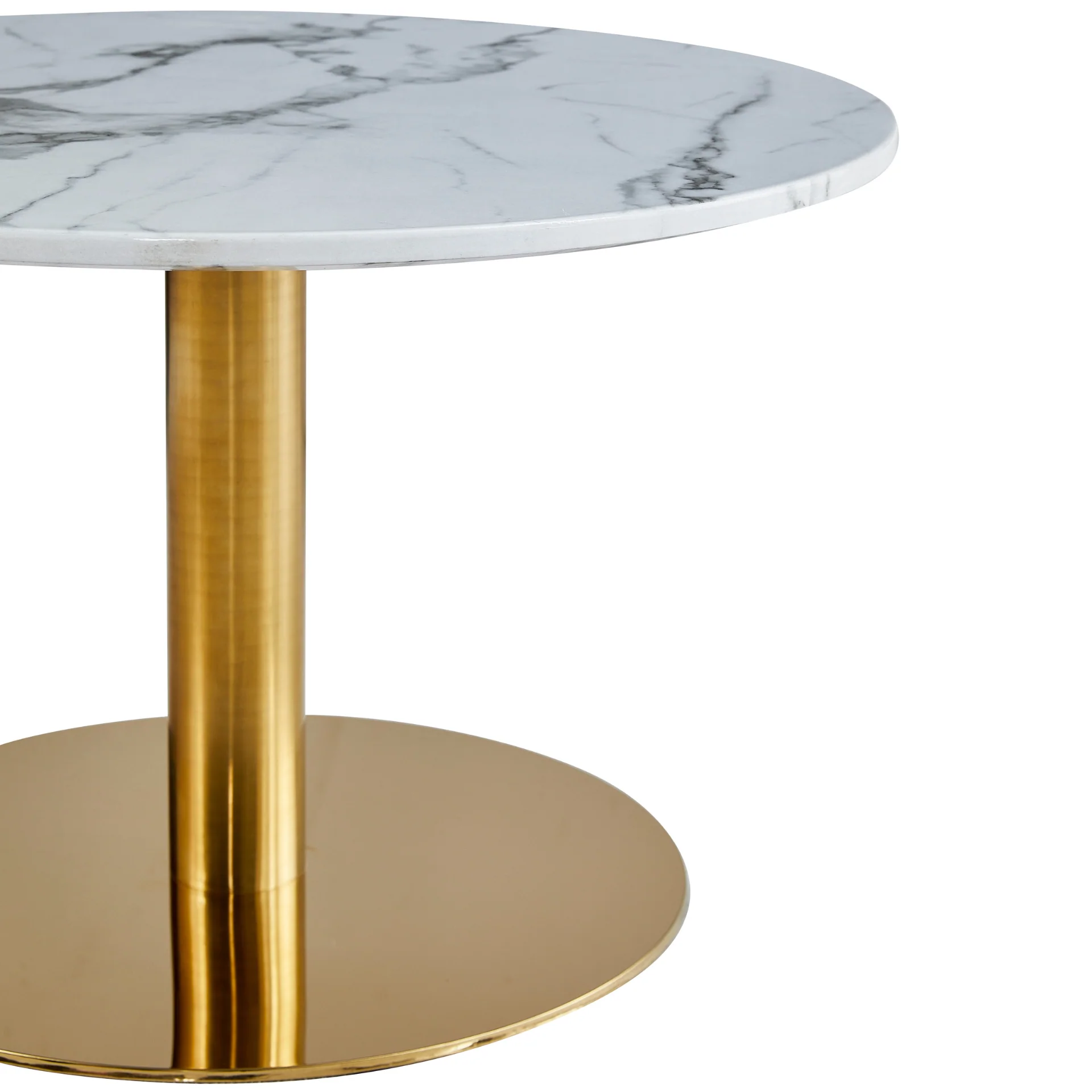 Lazio - Table basse en aspect marbre blanc avec pieds en laiton/doré Ø70 cm - Image 4