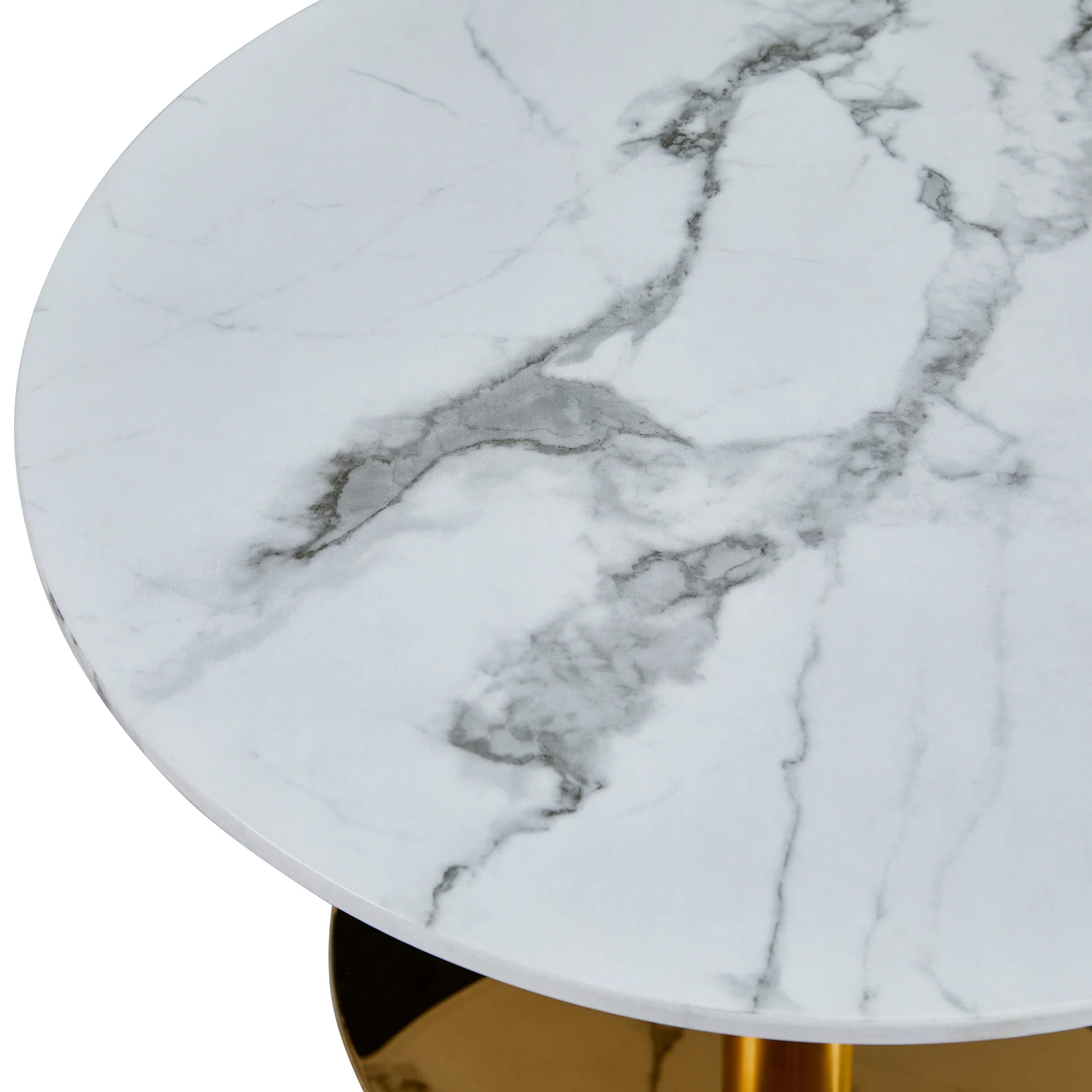 Lazio - Table basse en aspect marbre blanc avec pieds en laiton/doré Ø70 cm - Image 5