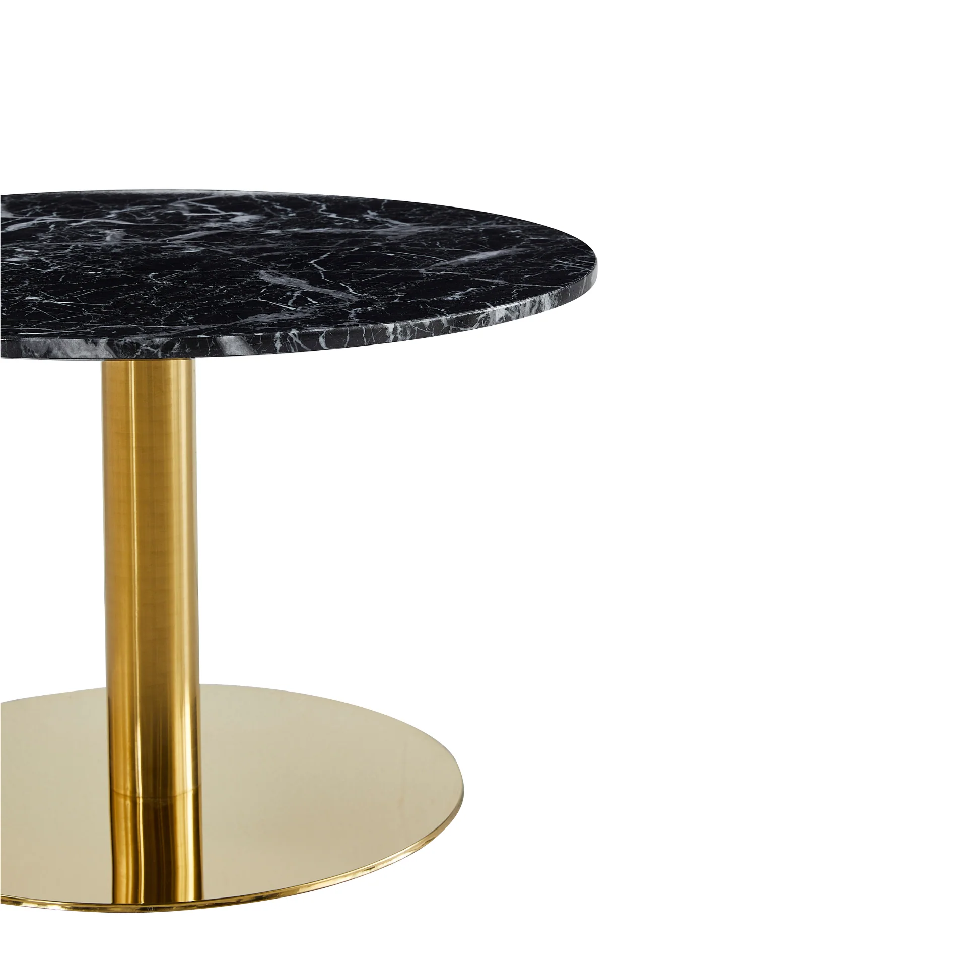 Lazio - Table basse en aspect marbre noir avec pieds dorés Ø70 cm - Image 4