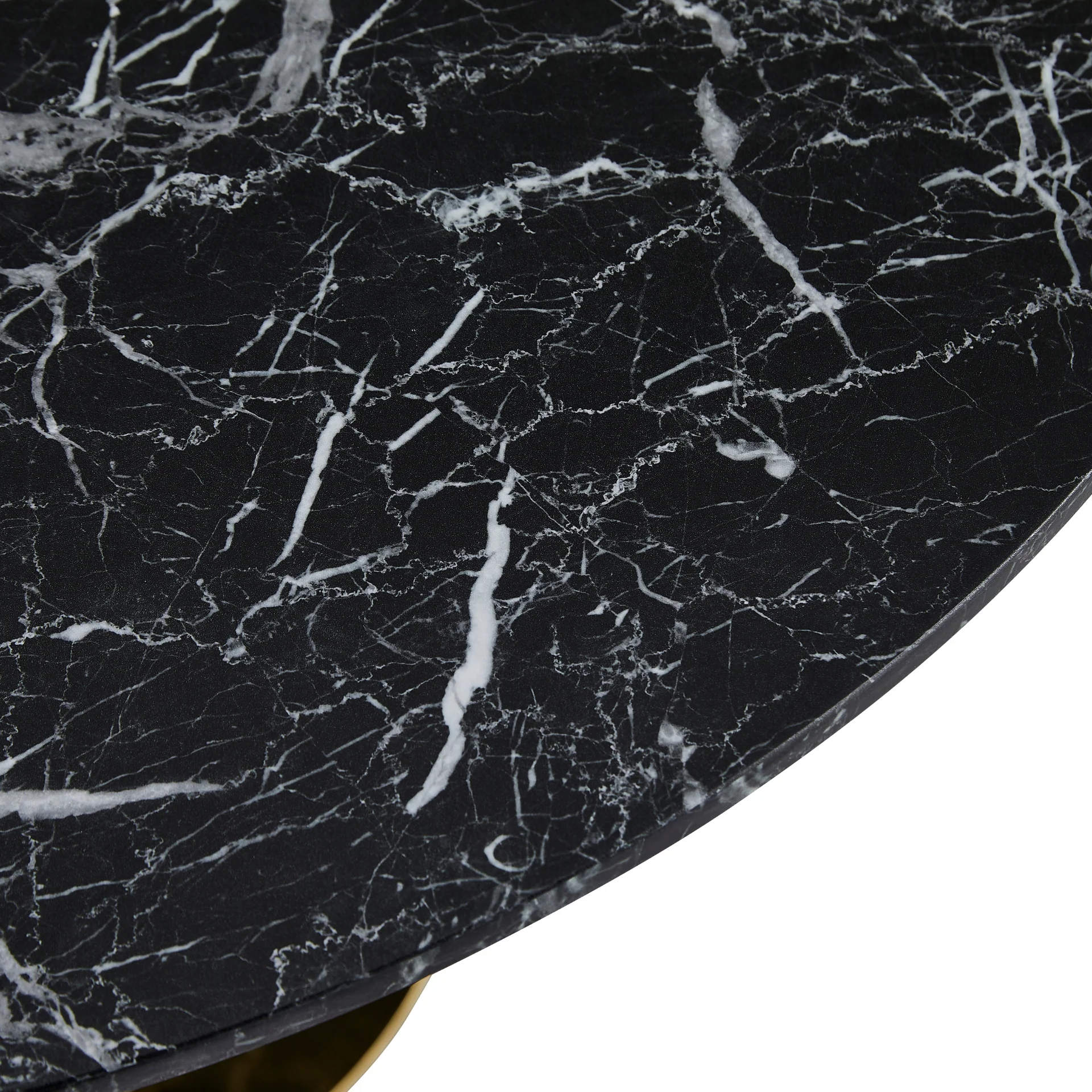 Lazio - Table basse en aspect marbre noir avec pieds dorés Ø70 cm - Image 5