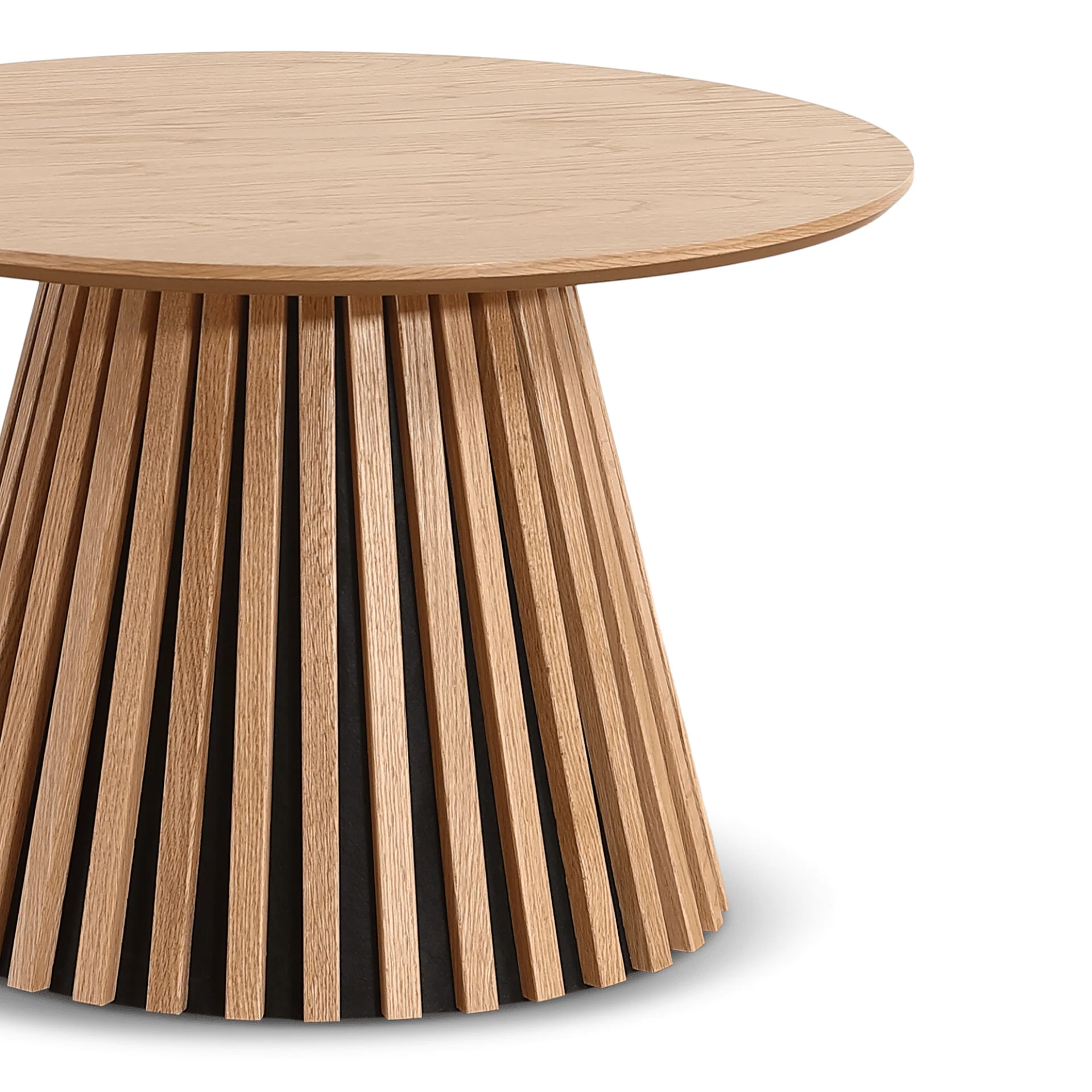 Lewis table basse à lattes aspect chêne naturel Ø70 cm - Image 4