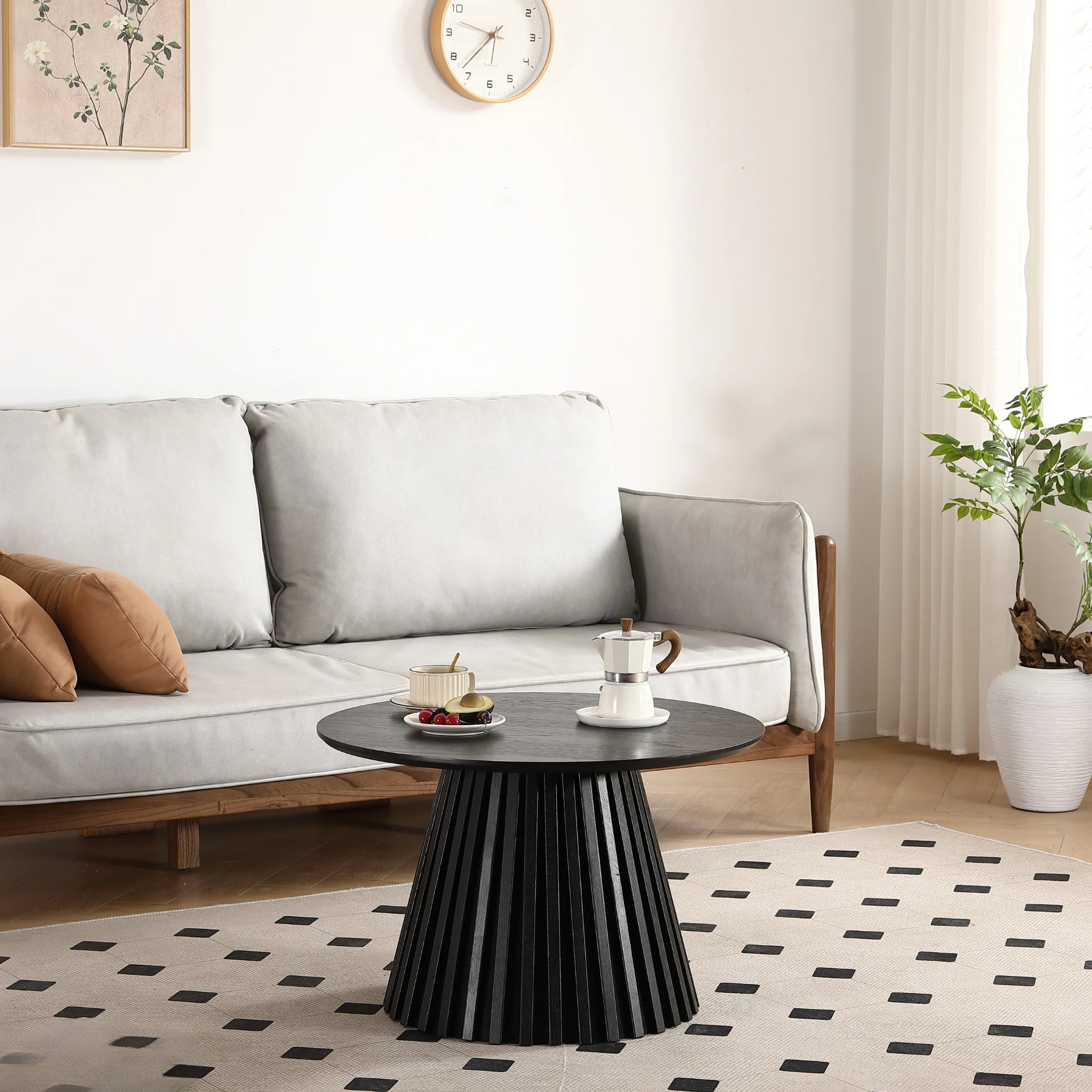 Lewis table basse à lattes noir Ø70 cm - Image 3