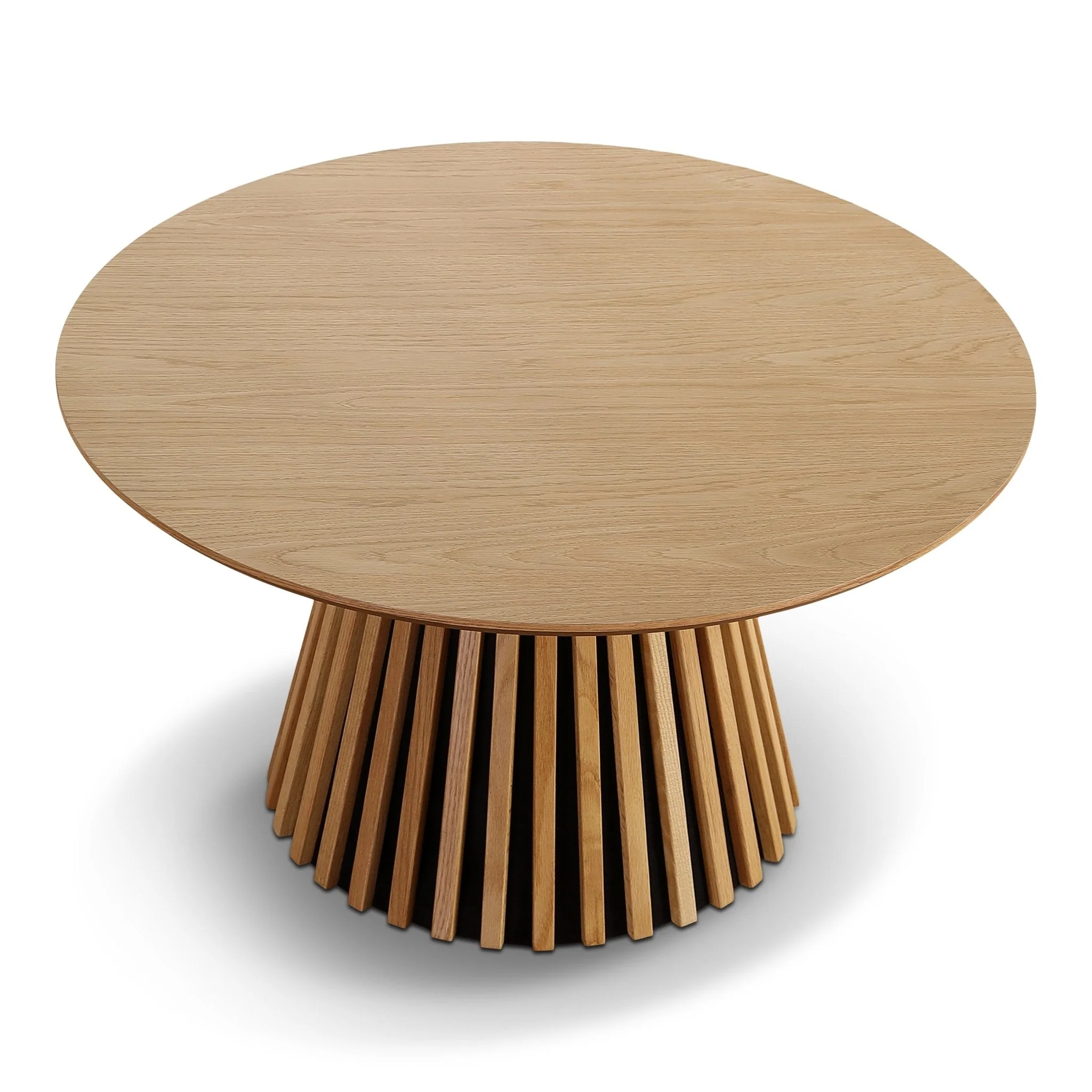 Table basse à lattes Lewis Ø90 en placage chêne - Image 5
