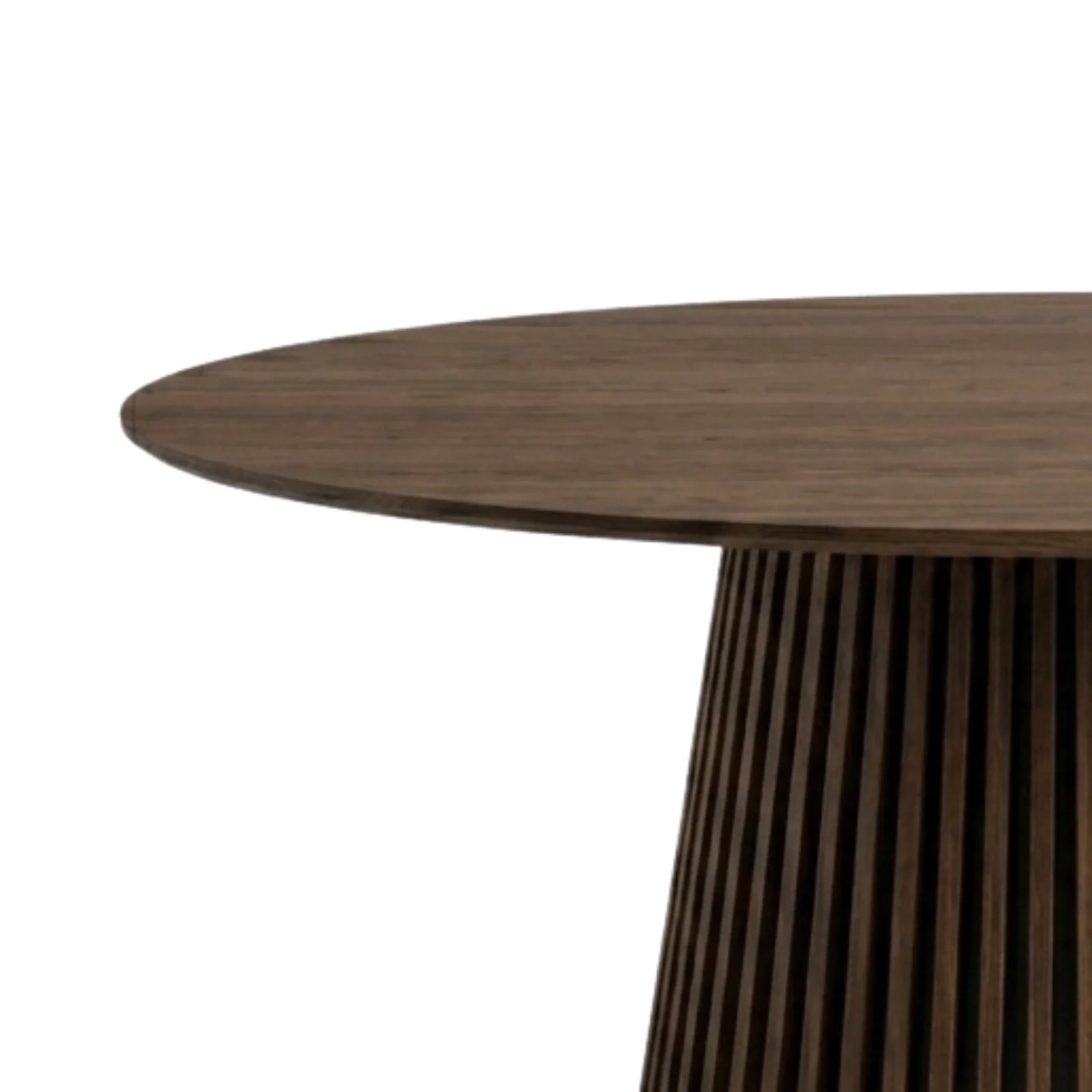 Lewis - Table de salle à manger ronde à lattes en placage chêne fumé sans rallonge Ø180 cm - Image 2