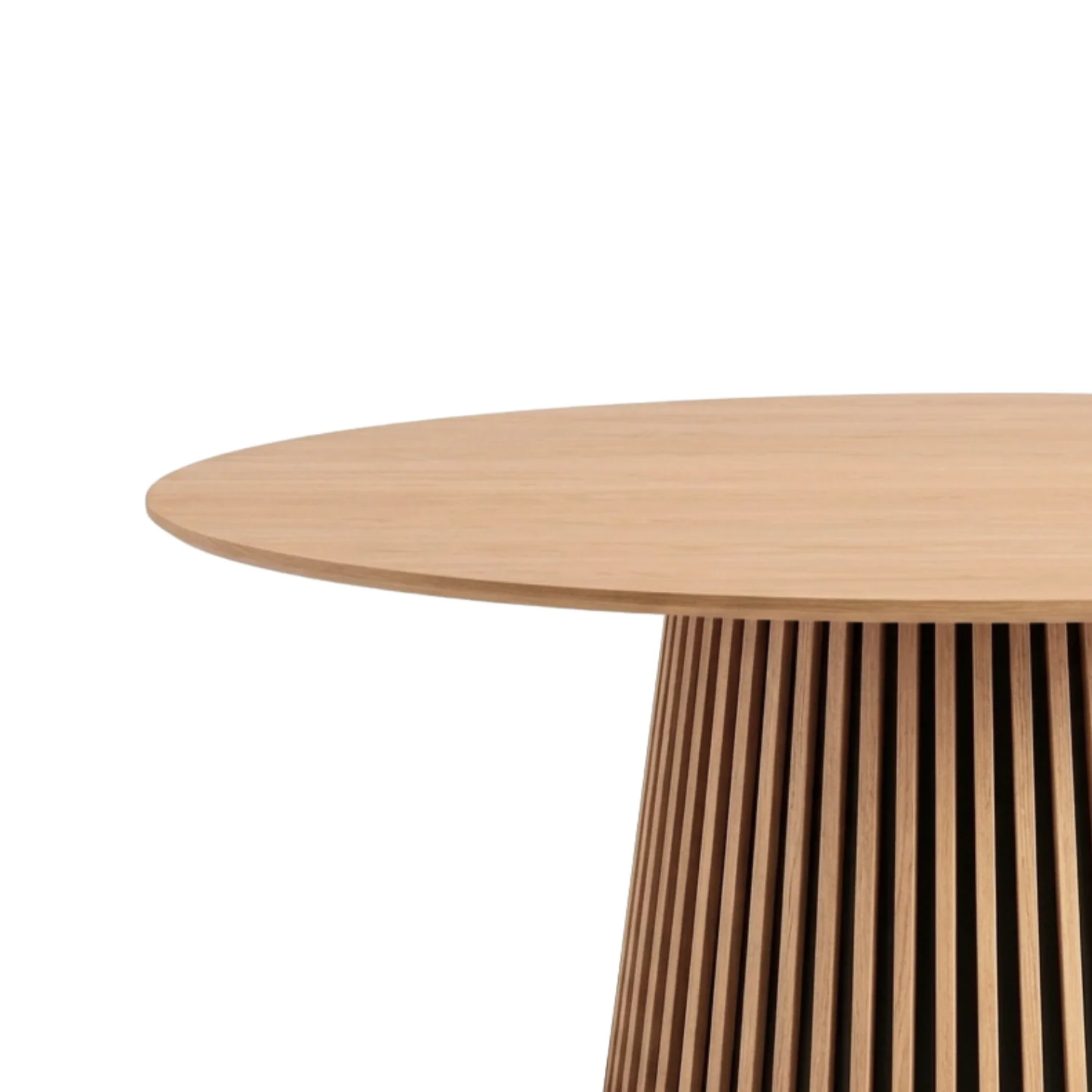 Lewis - Table de salle à manger ronde à lattes en placage chêne sans rallonge Ø180 cm - Image 2
