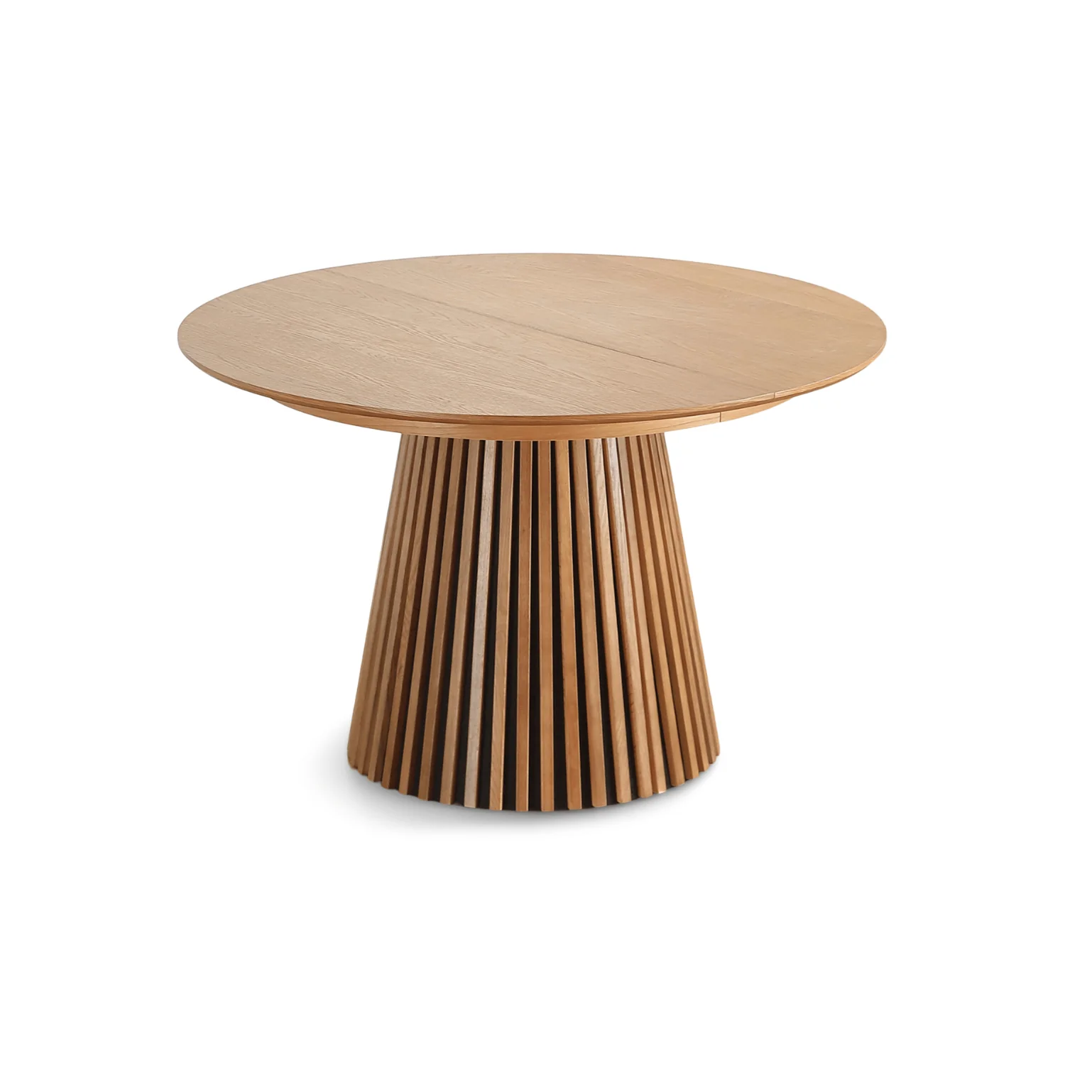 Lewis - Table de salle à manger ronde en placage chêne avec rallonge 100/140/180 cm - 2x rallonges incluses - Image 8