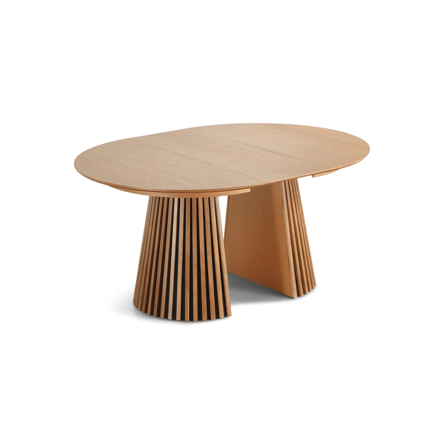 Lewis - Table de salle à manger ronde en placage chêne avec rallonge 100/140/180 cm - 2x rallonges incluses - Image 9
