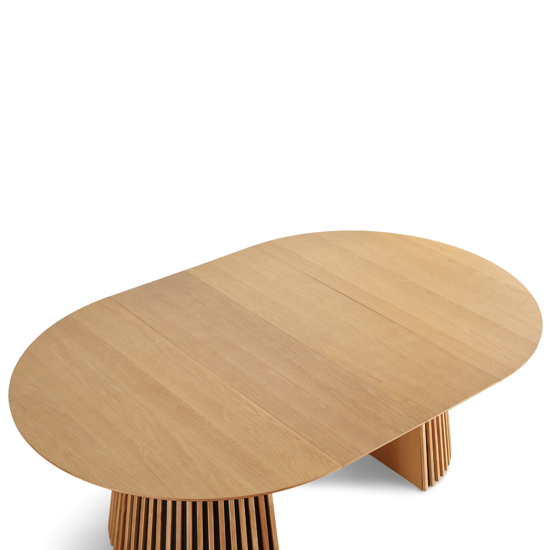 Lewis - Table ronde à lamelles en placage de chêne avec rallonge 150/190/230 cm - 2 rallonges incluses - Image 11