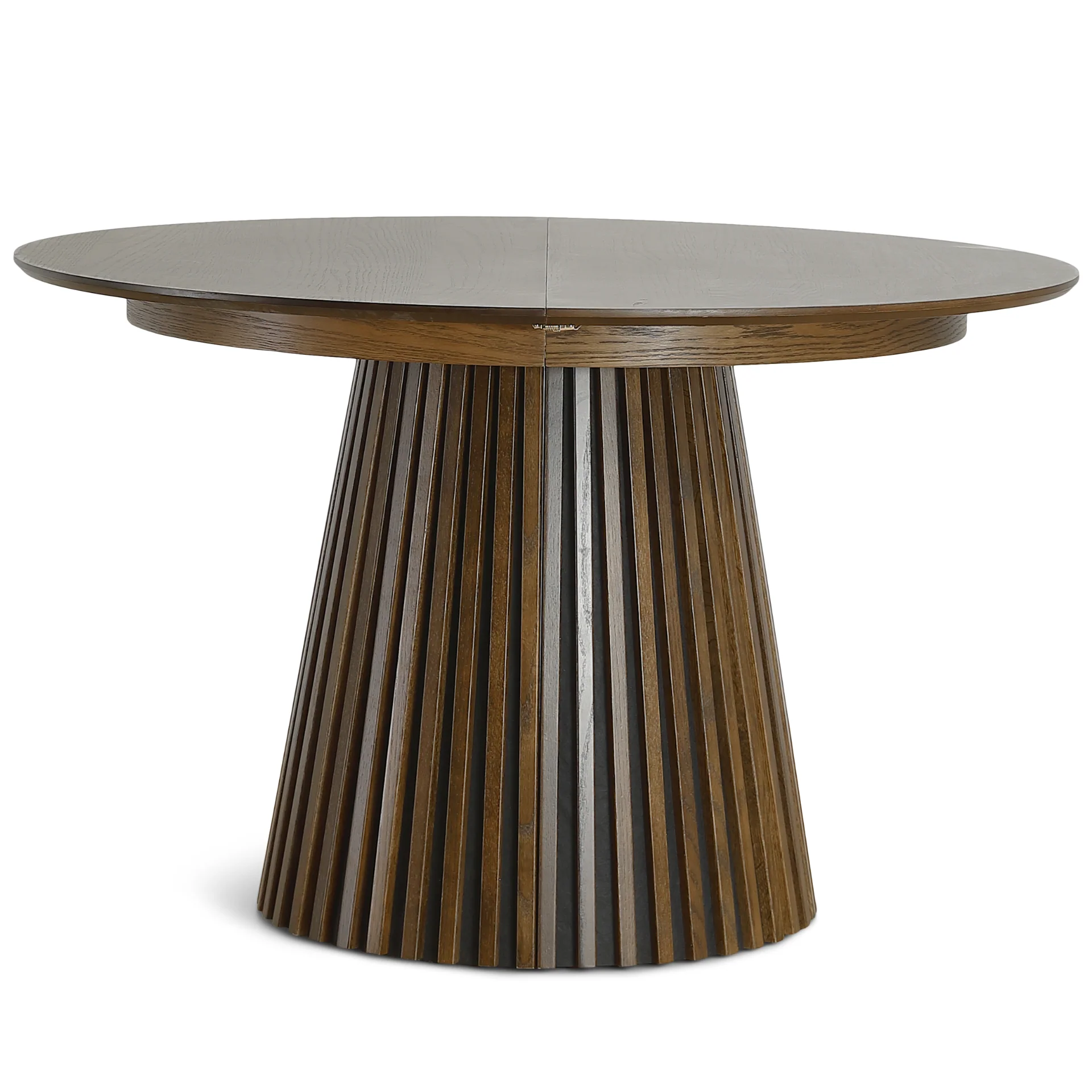 Lewis - Table ronde en chêne fumé avec rallonge 120/160/200 cm - 2 rallonges incluses - Image 5