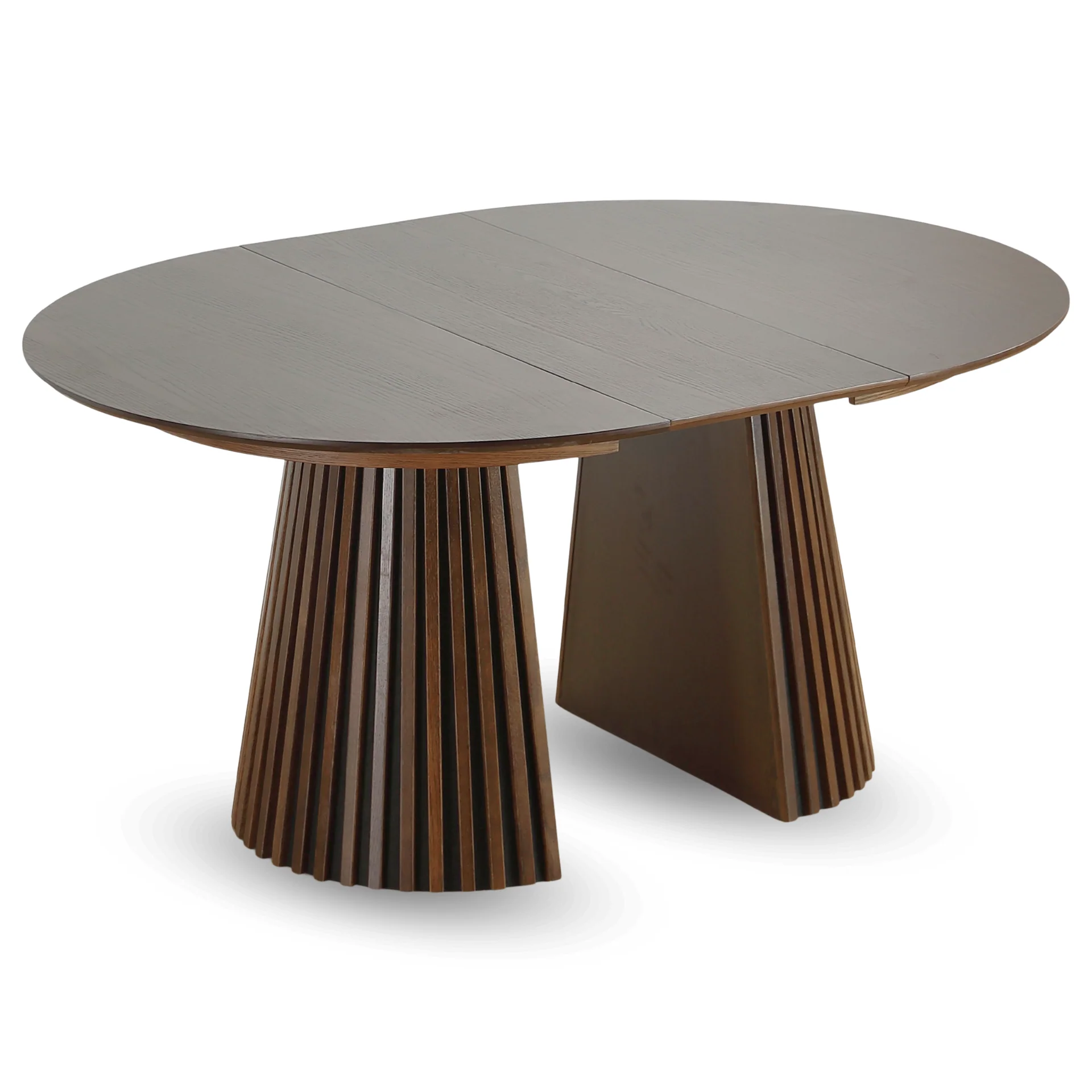 Lewis - Table ronde en chêne fumé avec rallonge 120/160/200 cm - 2 rallonges incluses - Image 6