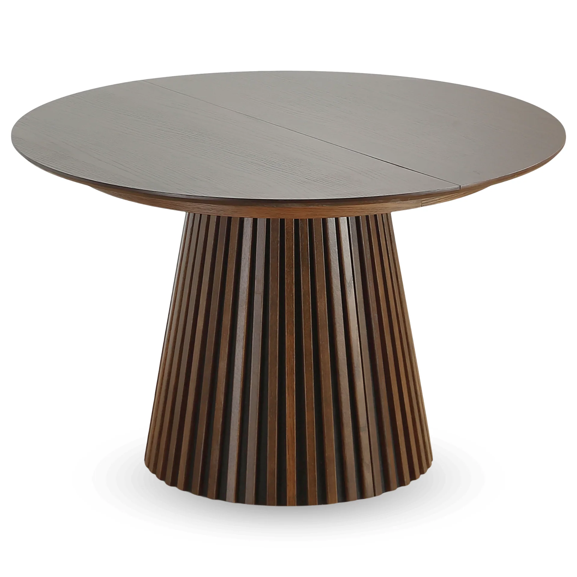 Lewis - Table ronde en chêne fumé avec rallonge 120/160/200 cm - 2 rallonges incluses - Image 7