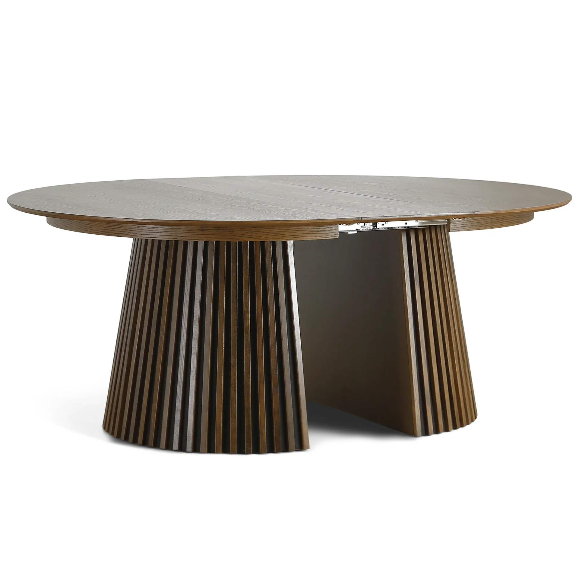 Lewis - Table ronde en chêne fumé avec rallonge 150/190/230 cm - 2 rallonges incluses - Image 7