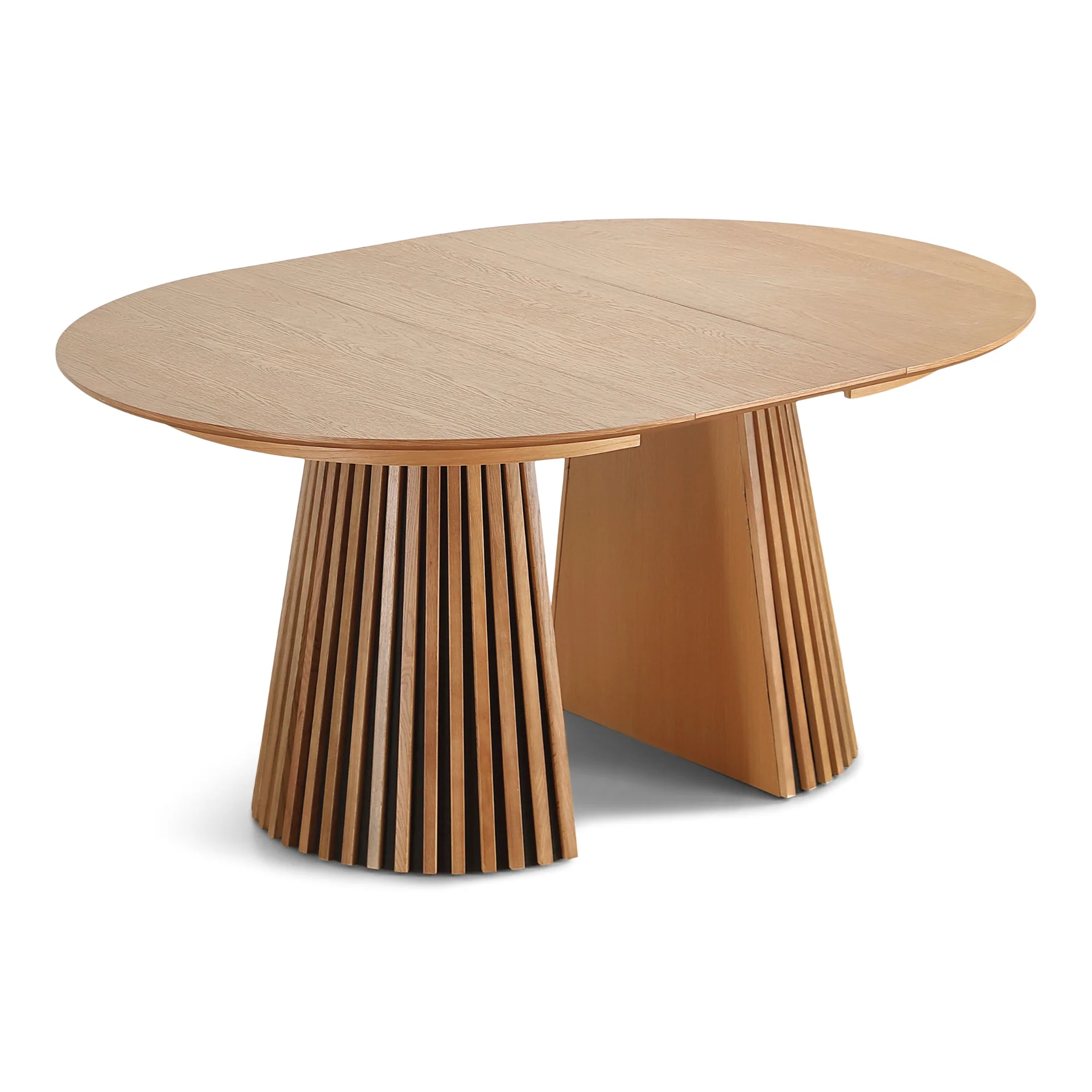 Lewis - Table ronde en placage de chêne avec rallonge 120/160/200 cm - 2 rallonges incluses - Image 11