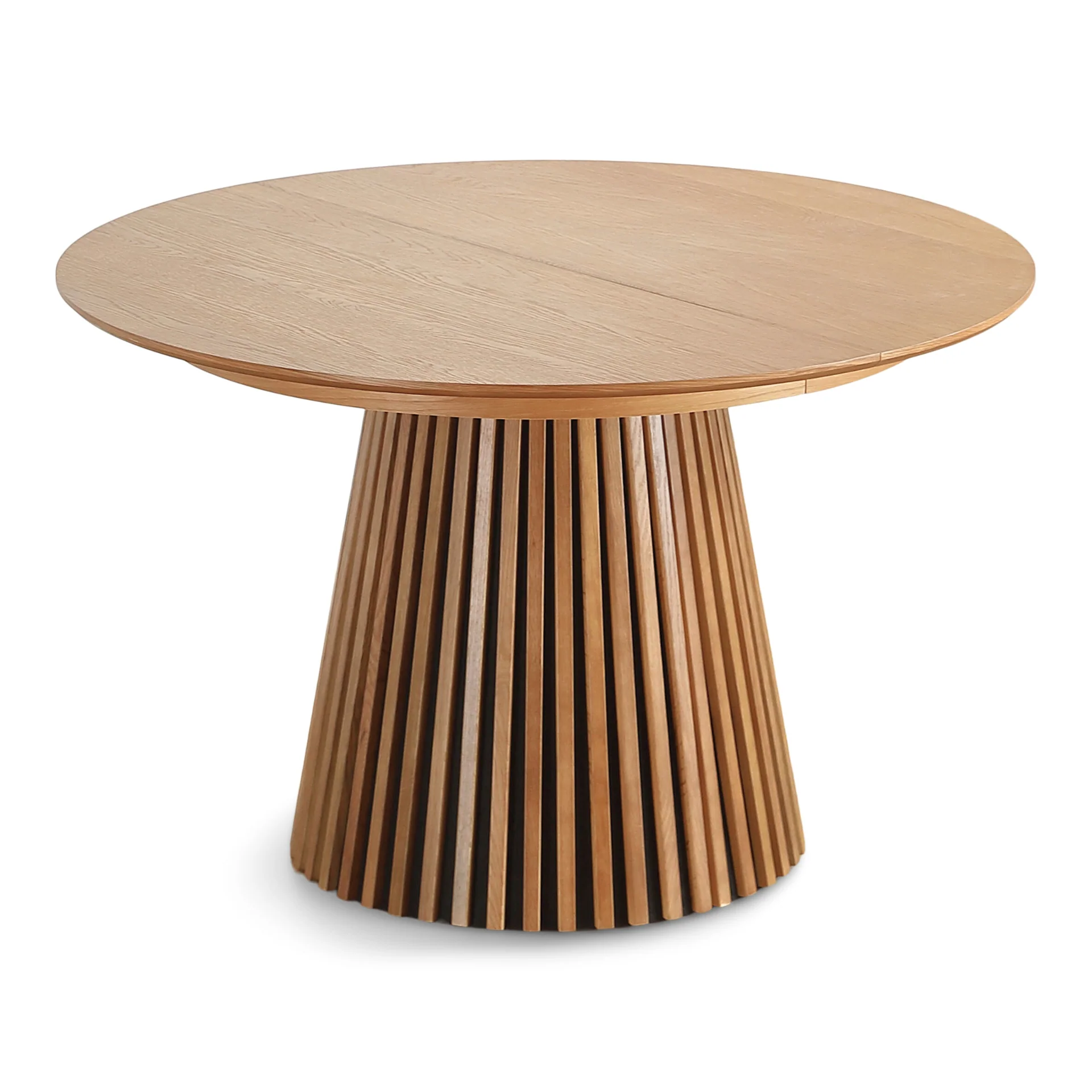 Lewis - Table ronde en placage de chêne avec rallonge 120/160/200 cm - 2 rallonges incluses - Image 13