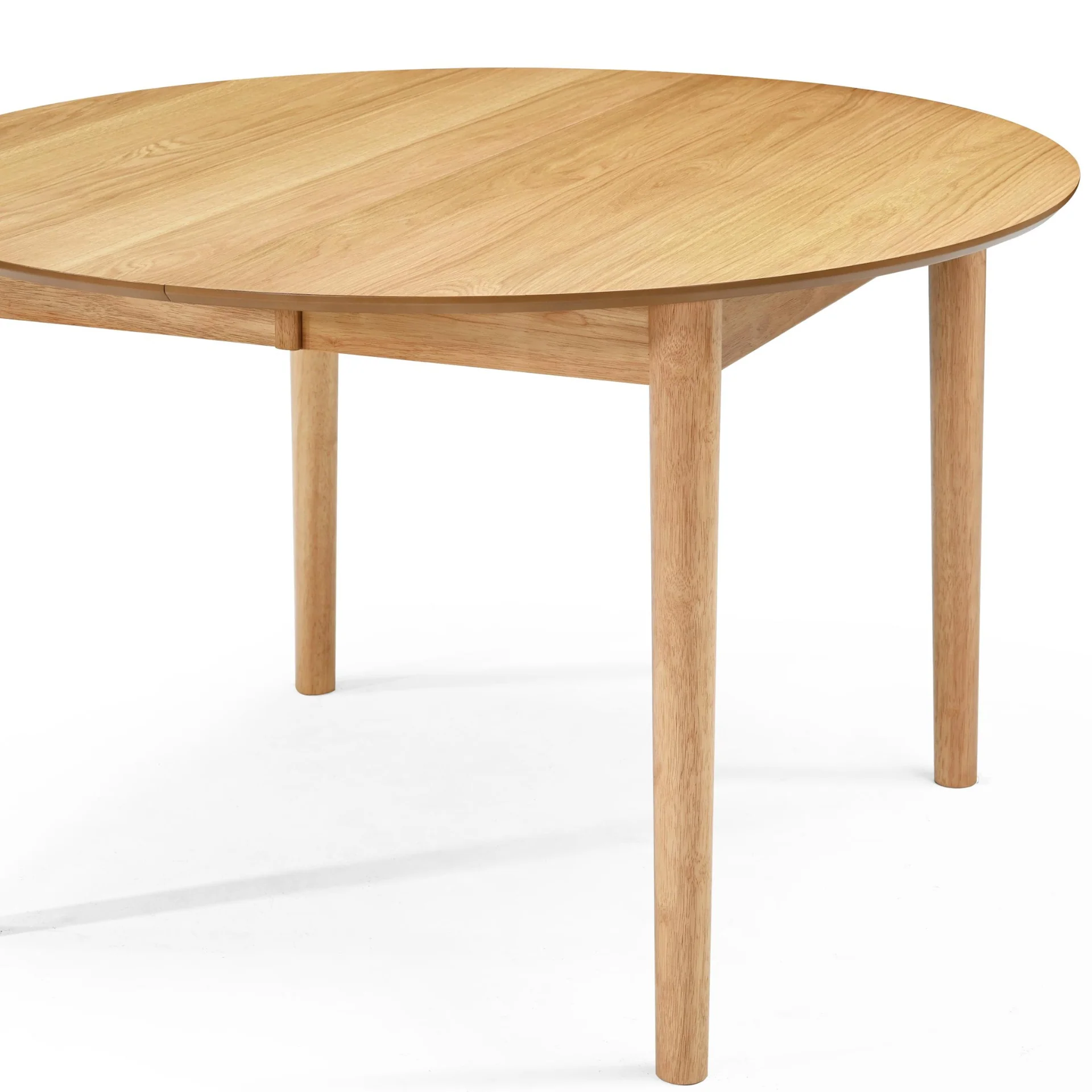 Liam - Table ronde de salle à manger en placage de chêne huilé avec rallonge 120/160/200 cm - Comprend 2 rallonges - Image 4