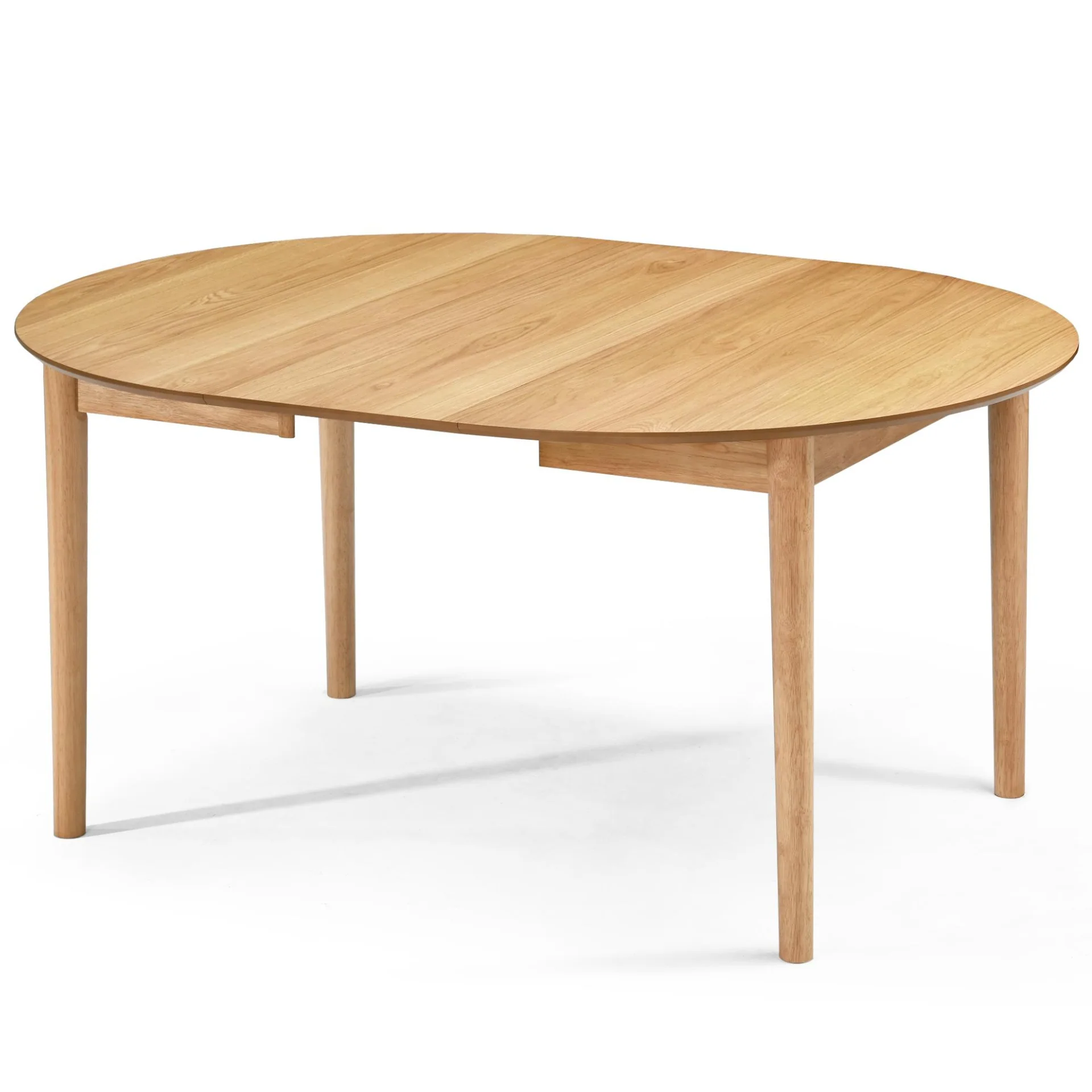 Liam - Table ronde de salle à manger en placage de chêne huilé avec rallonge 120/160/200 cm - Comprend 2 rallonges - Image 5