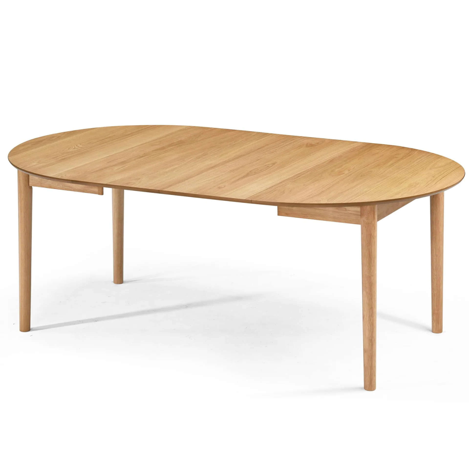 Liam - Table ronde de salle à manger en placage de chêne huilé avec rallonge 120/160/200 cm - Comprend 2 rallonges - Image 6