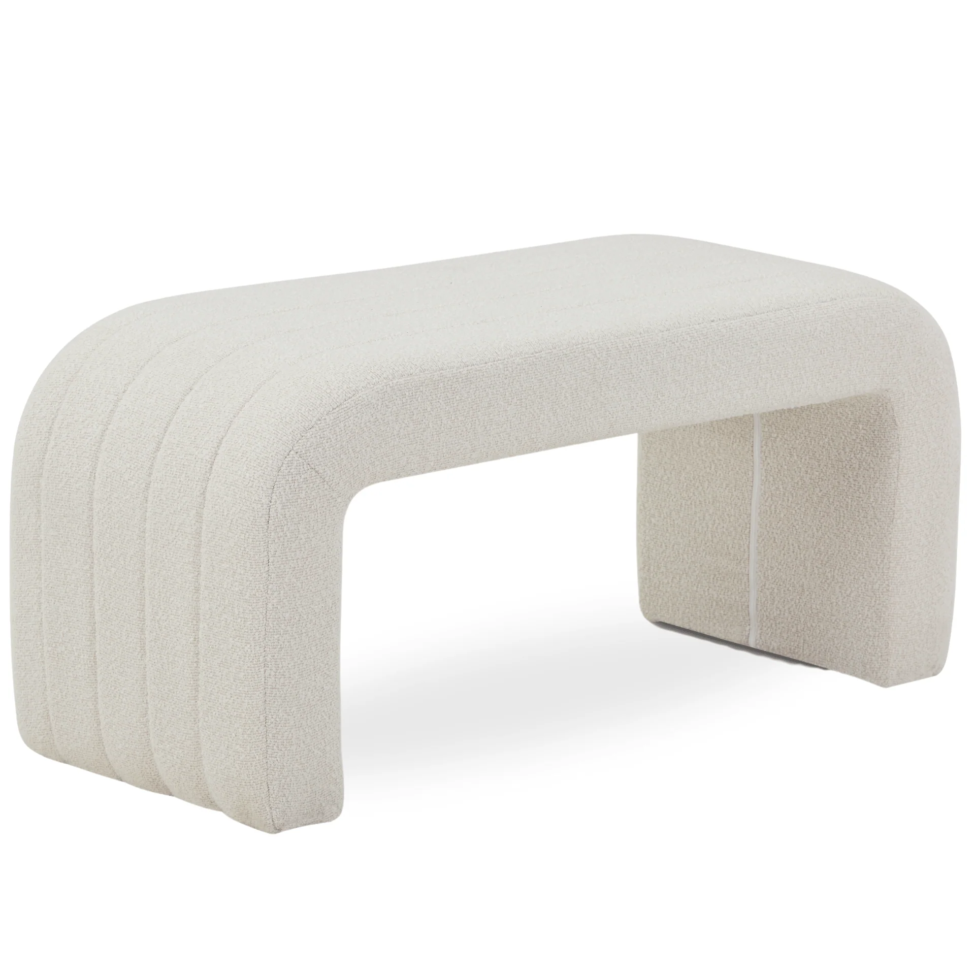 Lianna - Banc en bouclé blanc 95x40x44 cm - Image 4