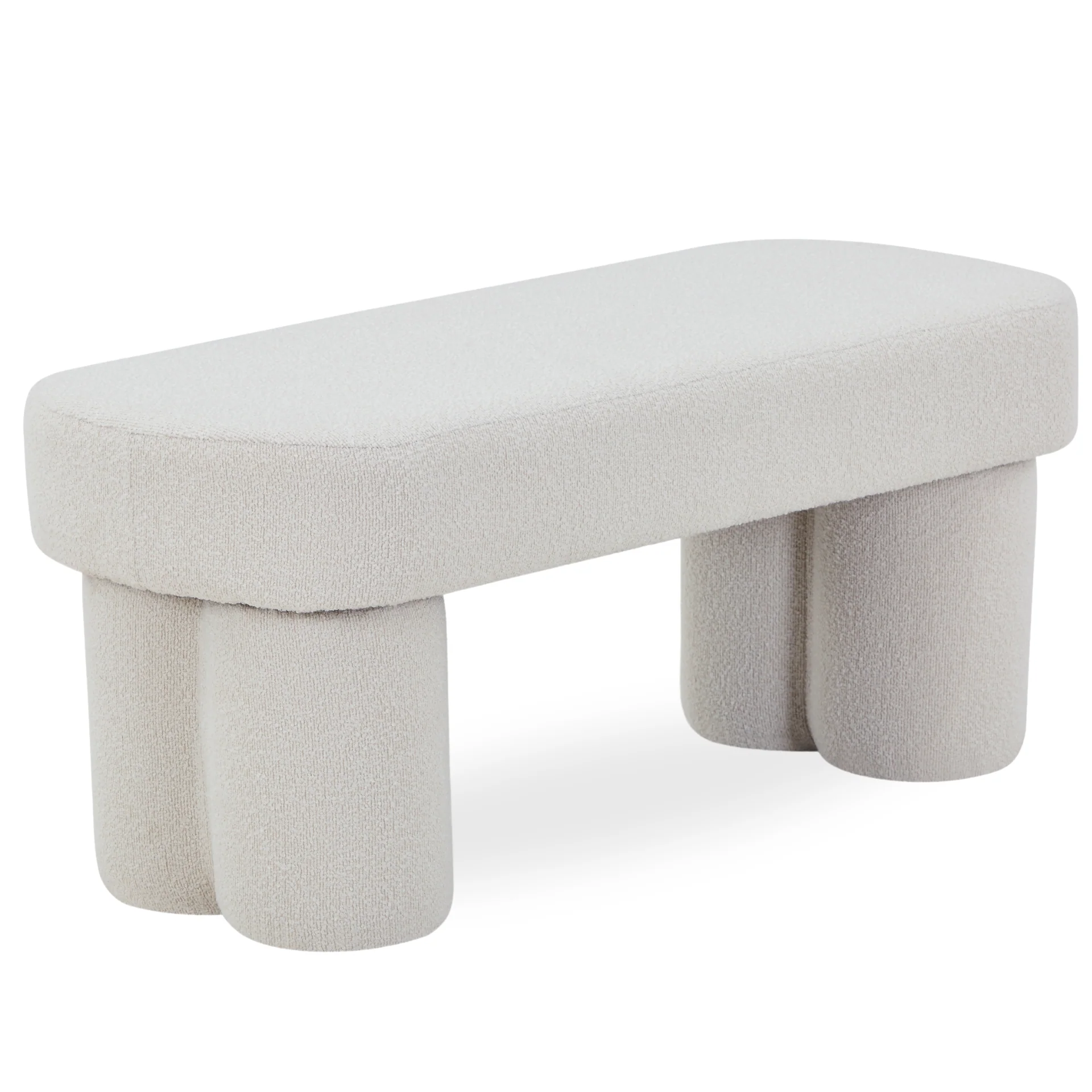 Linea banc blanc bouclé 100x42x44 cm - Image 2