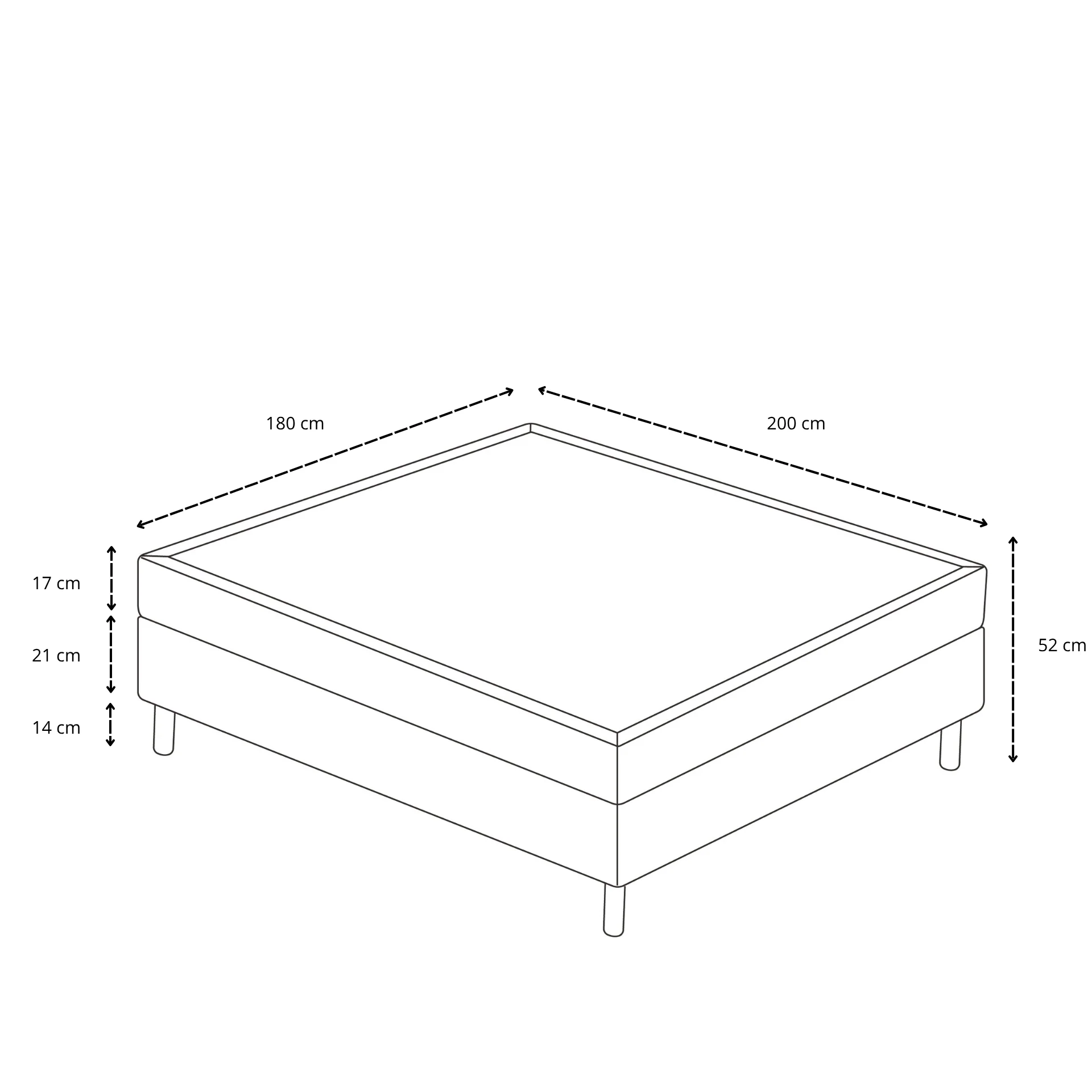 Lit boxspring beige 180x200 cm avec surmatelas en mousse PU 4 cm, pieds chromés inclus - Image 8