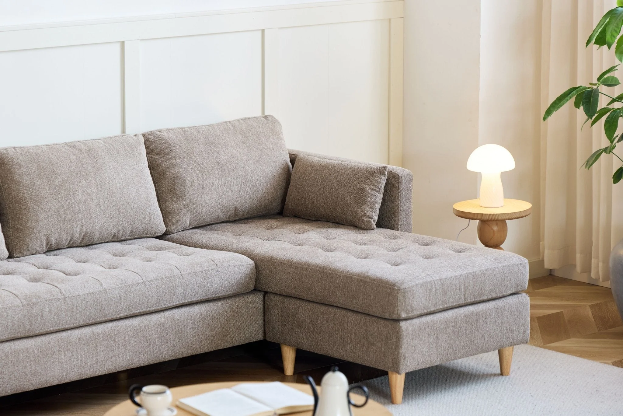 Lulu - Canapé chaise longue réversible droite et gauche en sable - L : 215 x P : 82 x H : 78 cm - Image 10
