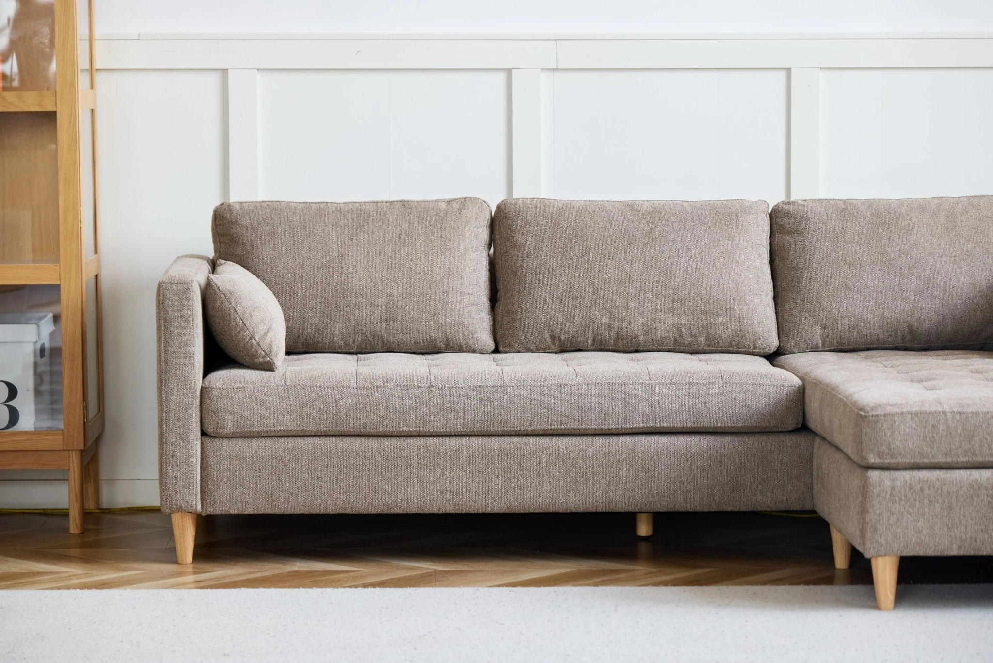 Lulu - Canapé chaise longue réversible droite et gauche en sable - L : 215 x P : 82 x H : 78 cm - Image 11