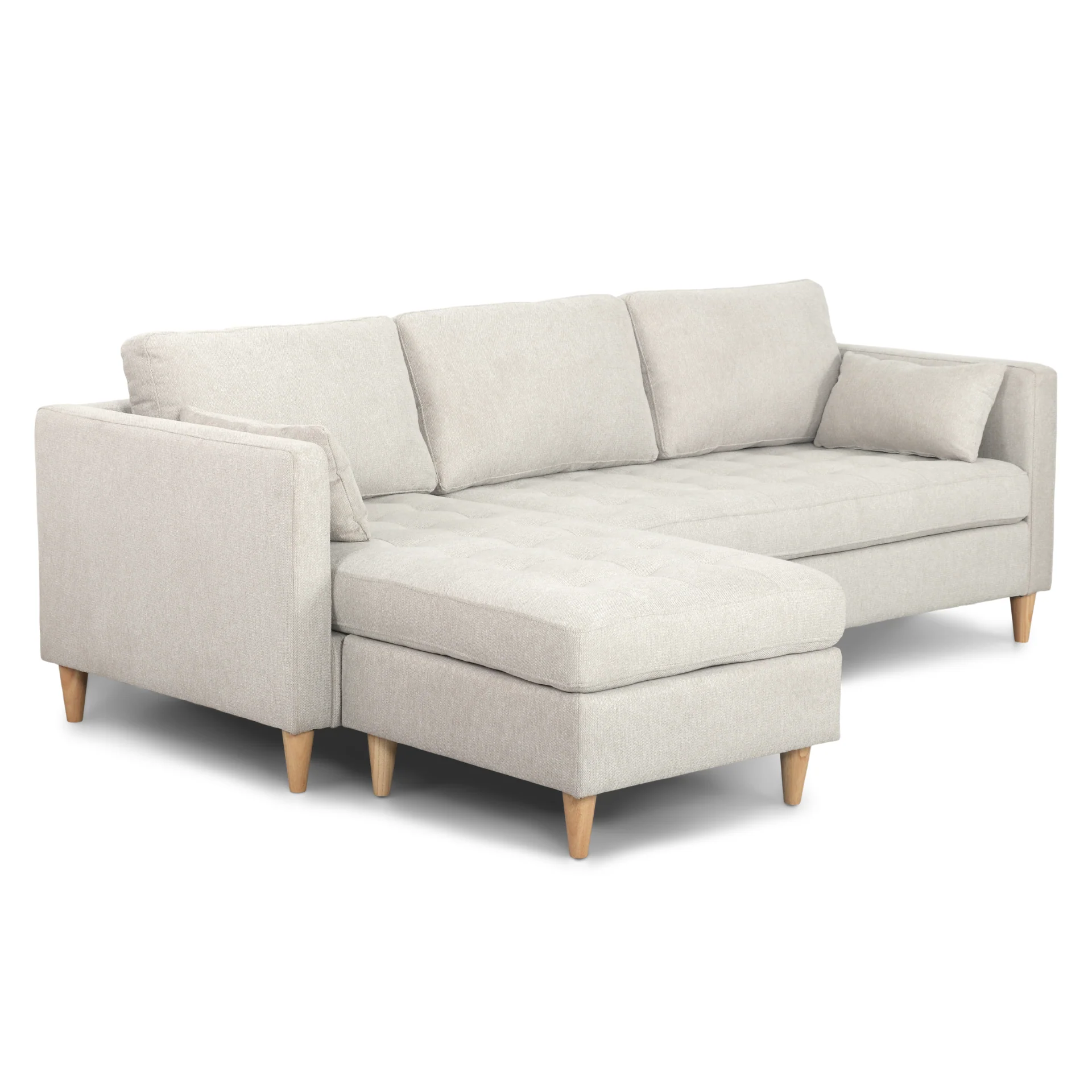 Lulu - Canapé méridienne réversible beige clair côté droit ou gauche L:215 x P:82 x H:78 cm - Image 4