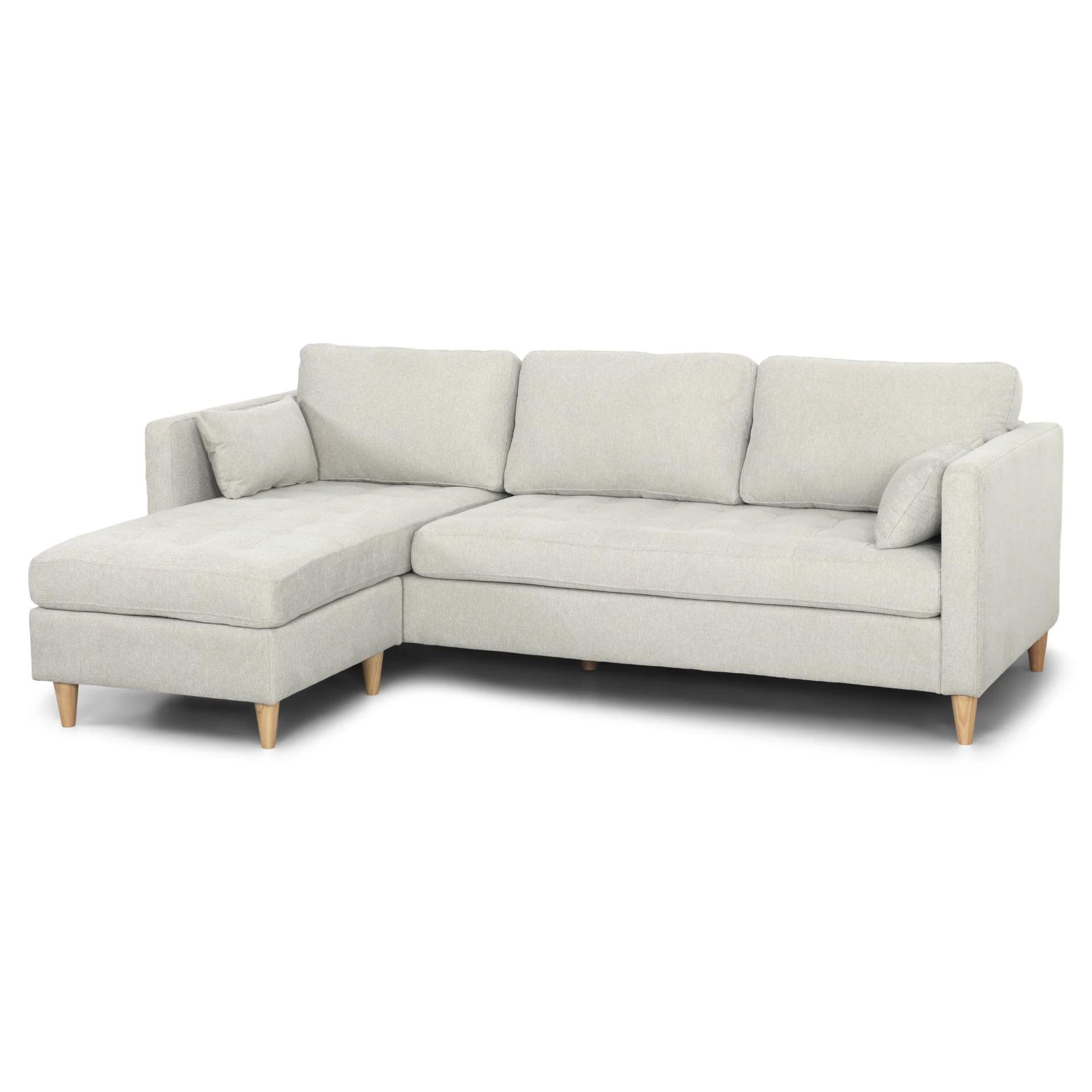 Lulu - Canapé méridienne réversible beige clair côté droit ou gauche L:215 x P:82 x H:78 cm - Image 5