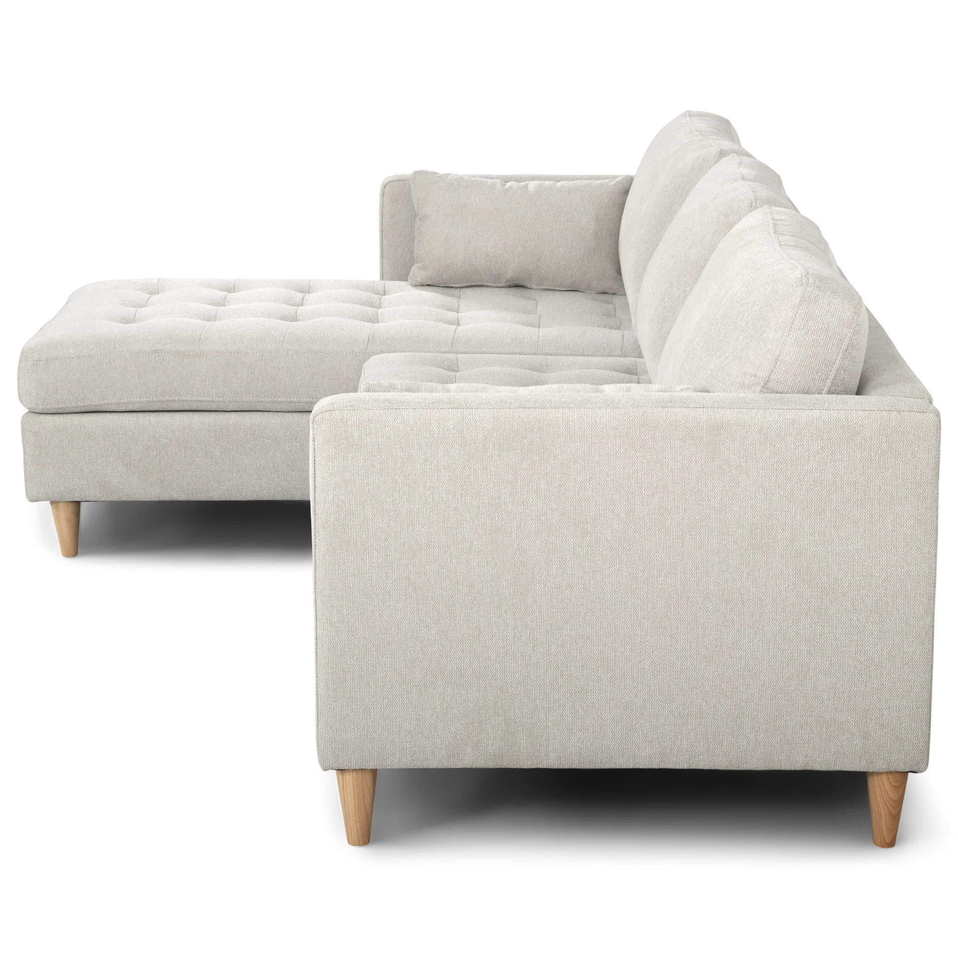 Lulu - Canapé méridienne réversible beige clair côté droit ou gauche L:215 x P:82 x H:78 cm - Image 6
