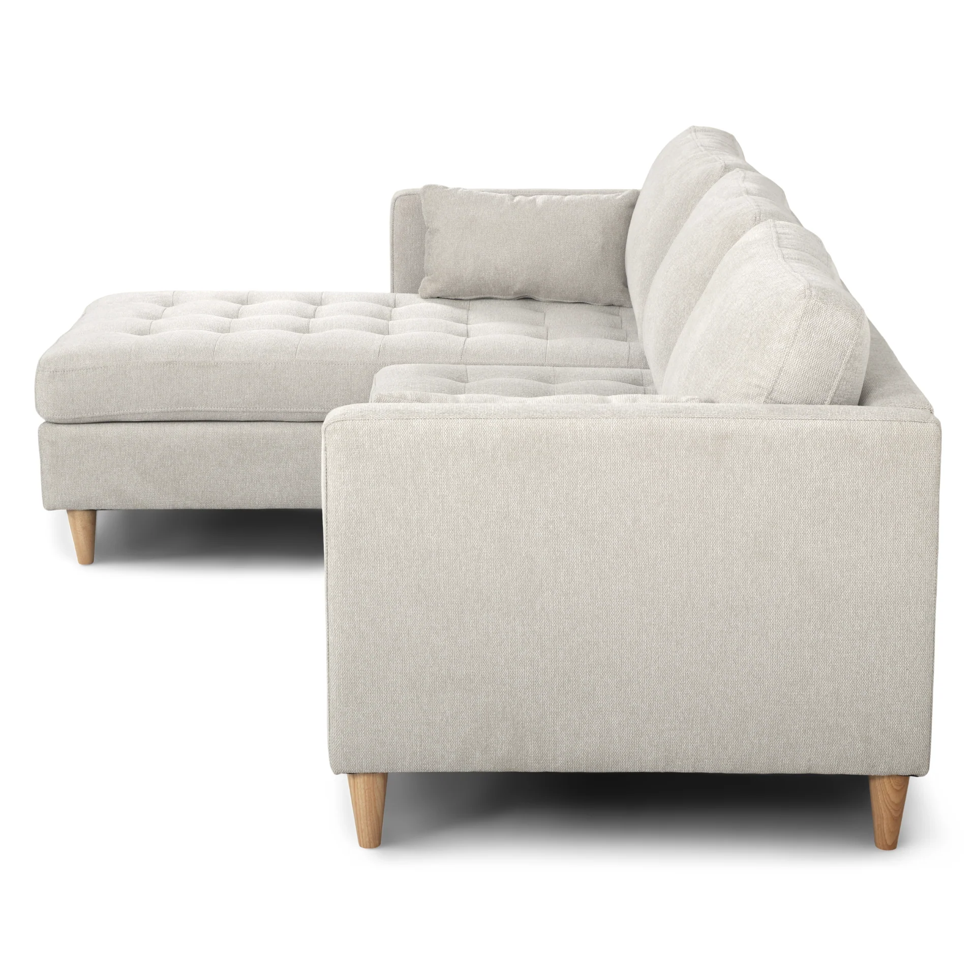 Lulu - Canapé méridienne réversible beige clair côté droit ou gauche L:215 x P:82 x H:78 cm - Image 8