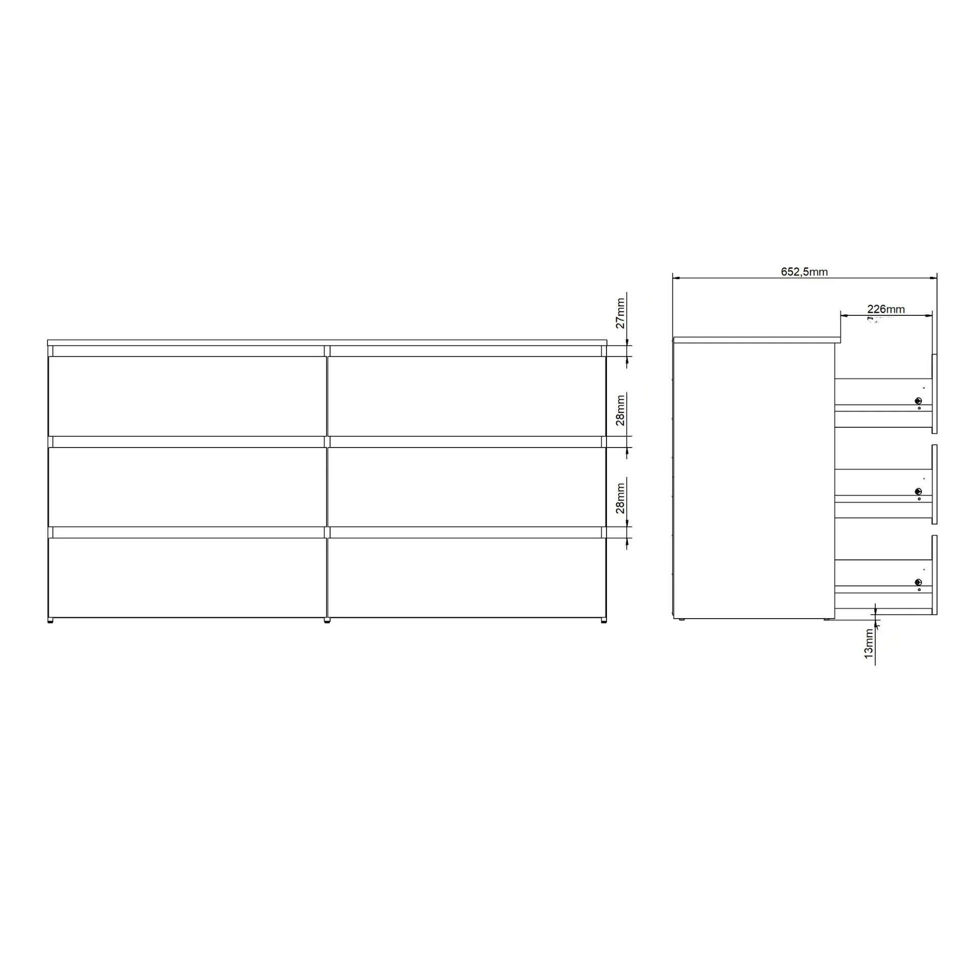 Maise commode 70x138x41 cm avec 6 tiroirs en blanc - Image 9