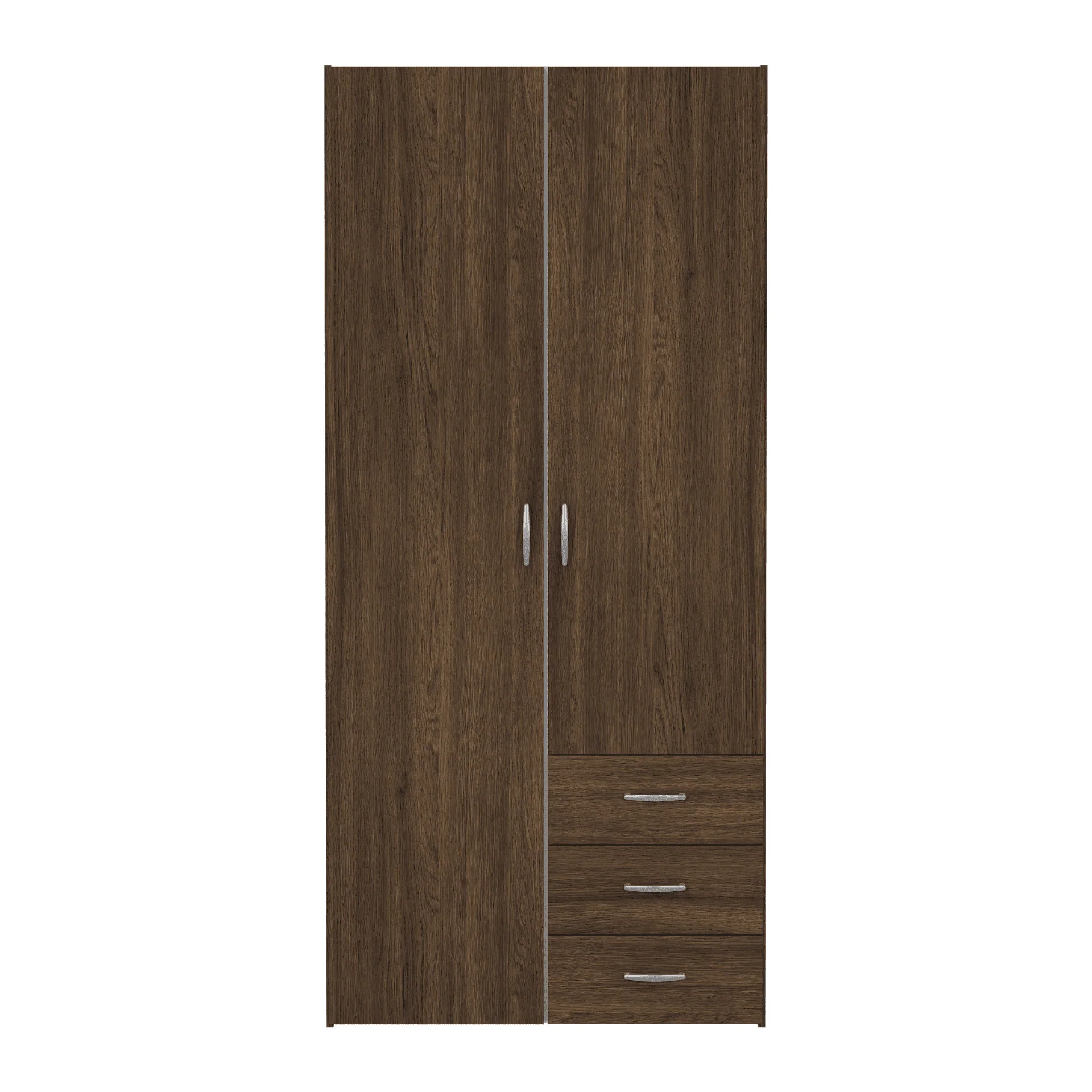 Malia armoire coloris chêne fumé 2 portes 3 tiroirs - Image 3