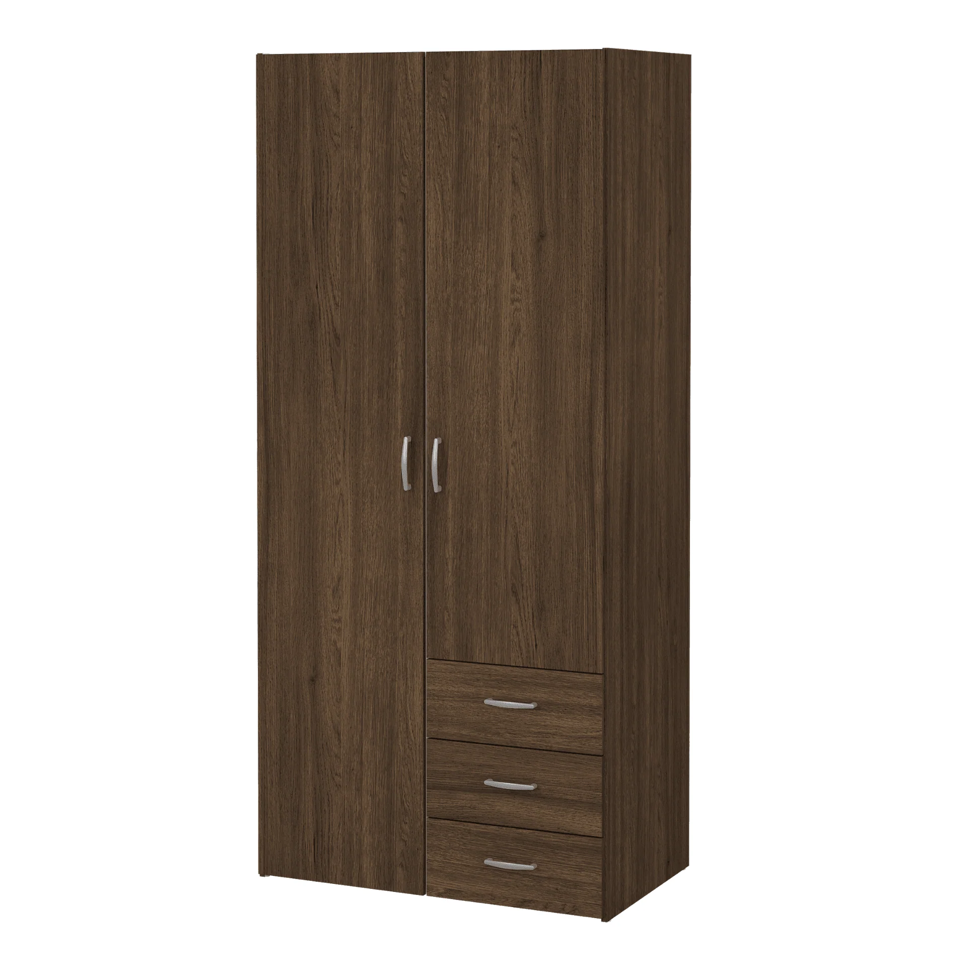 Malia armoire coloris chêne fumé 2 portes 3 tiroirs - Image 5