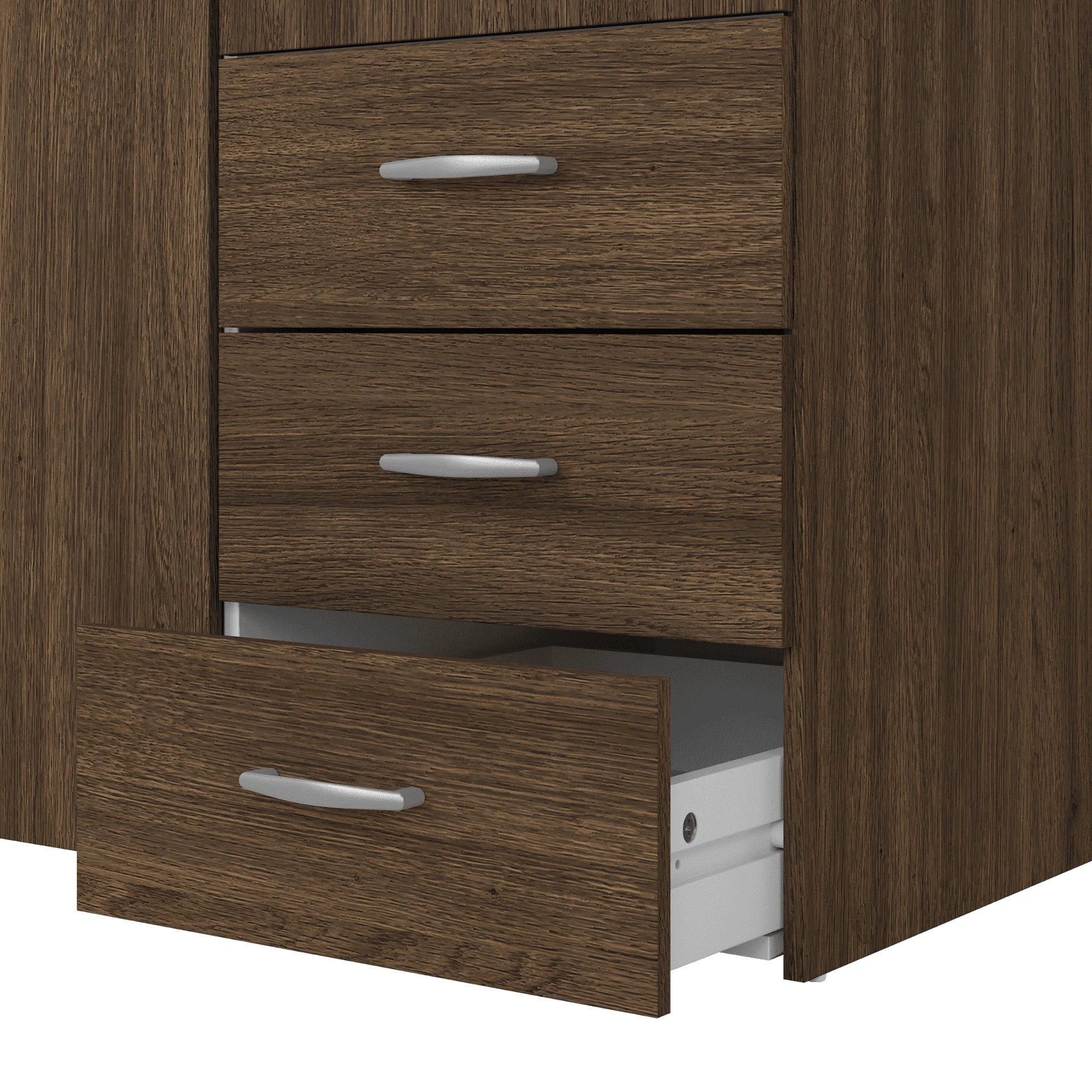 Malia armoire coloris chêne fumé 2 portes 3 tiroirs - Image 6