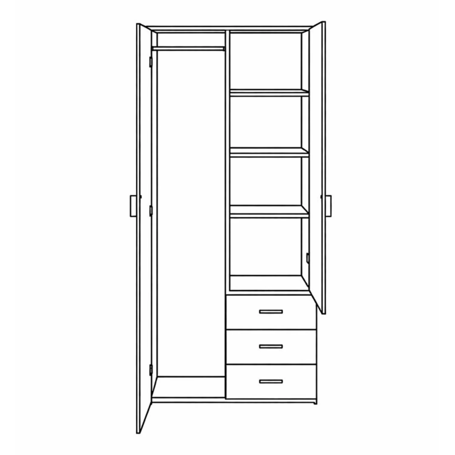 Malia armoire coloris chêne fumé 2 portes 3 tiroirs - Image 8