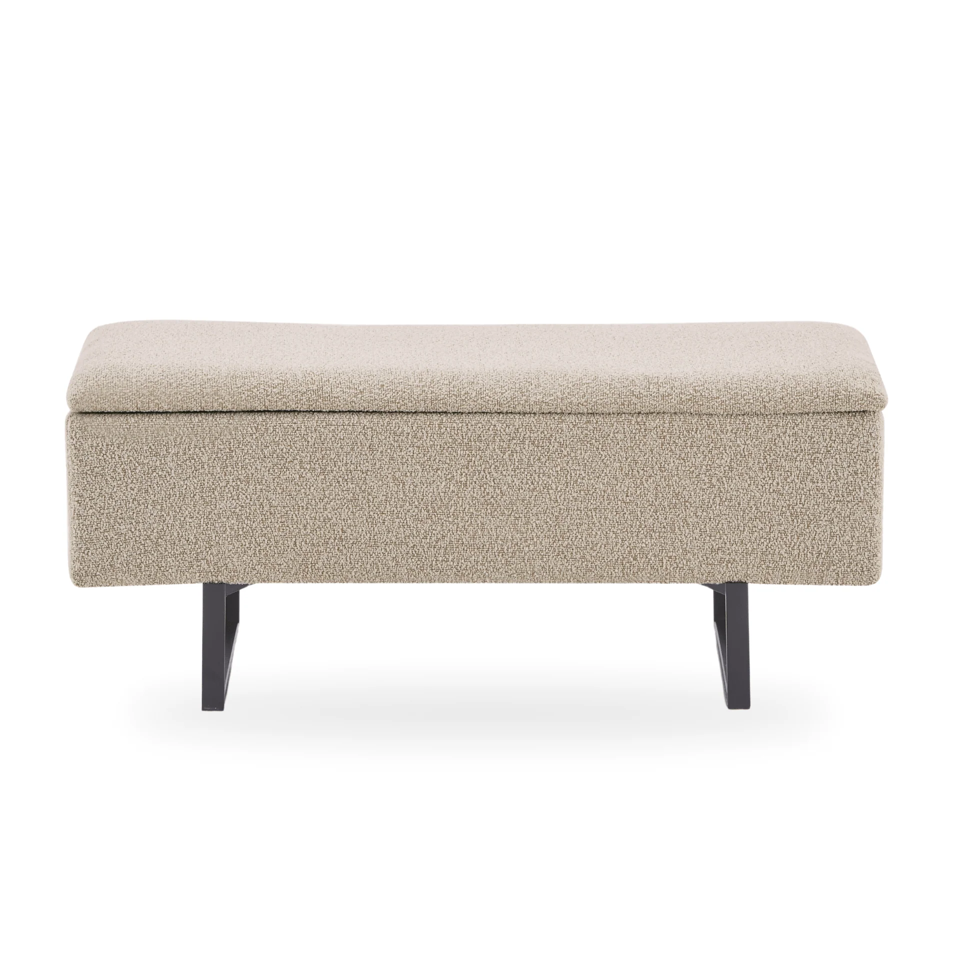 Malika Banc avec rangement en bouclé beige 95x35x42 cm