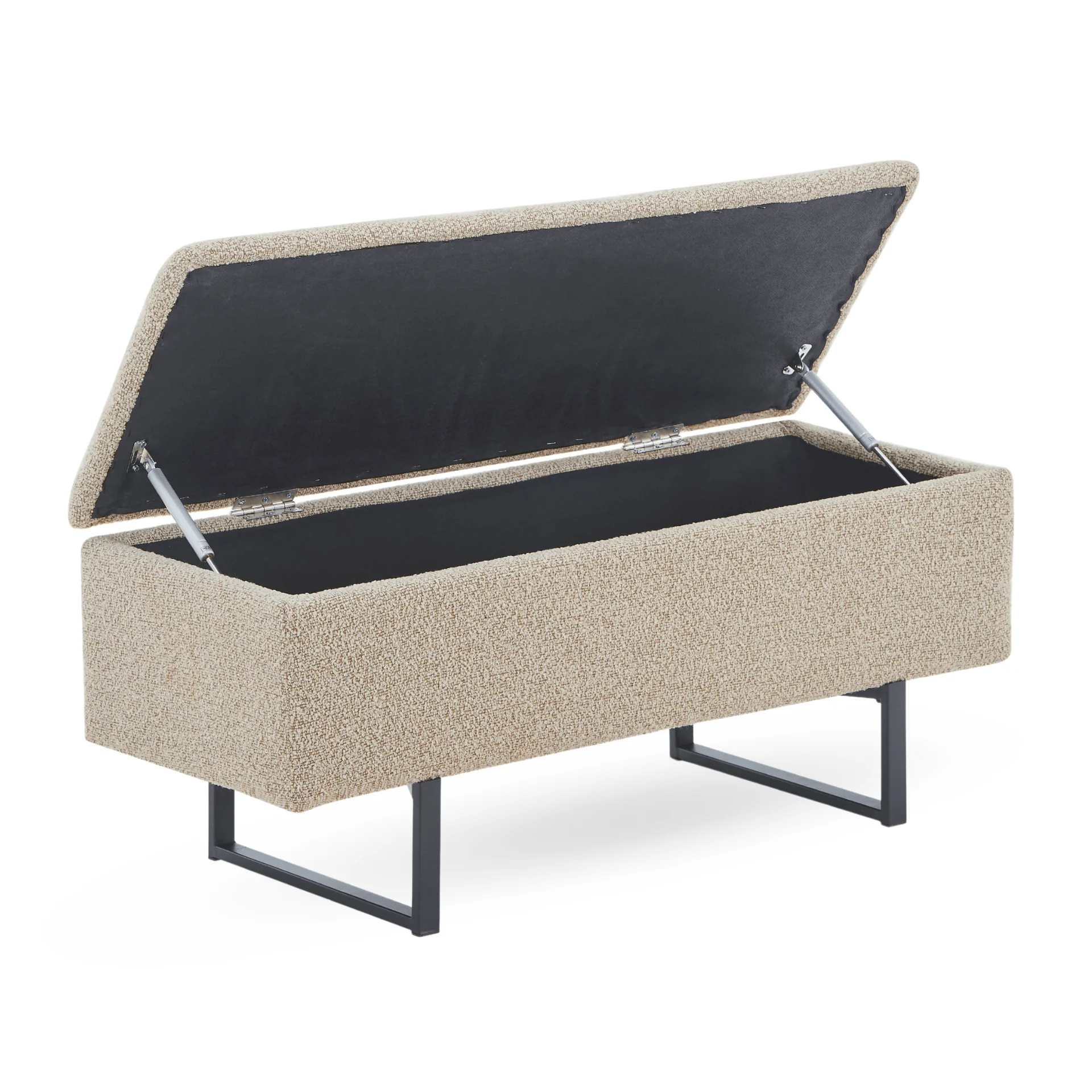 Malika Banc avec rangement en bouclé beige 95x35x42 cm - Image 6
